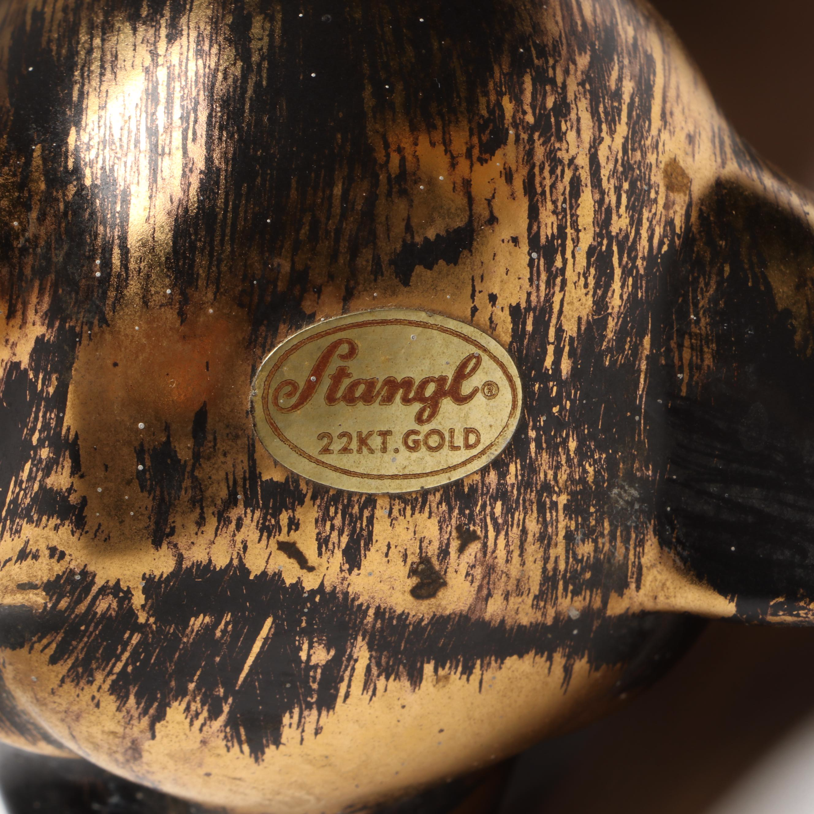 Stangl 22K Gilt Glazed Cat and Walnut Ridge Collectibles Basket of Kittens