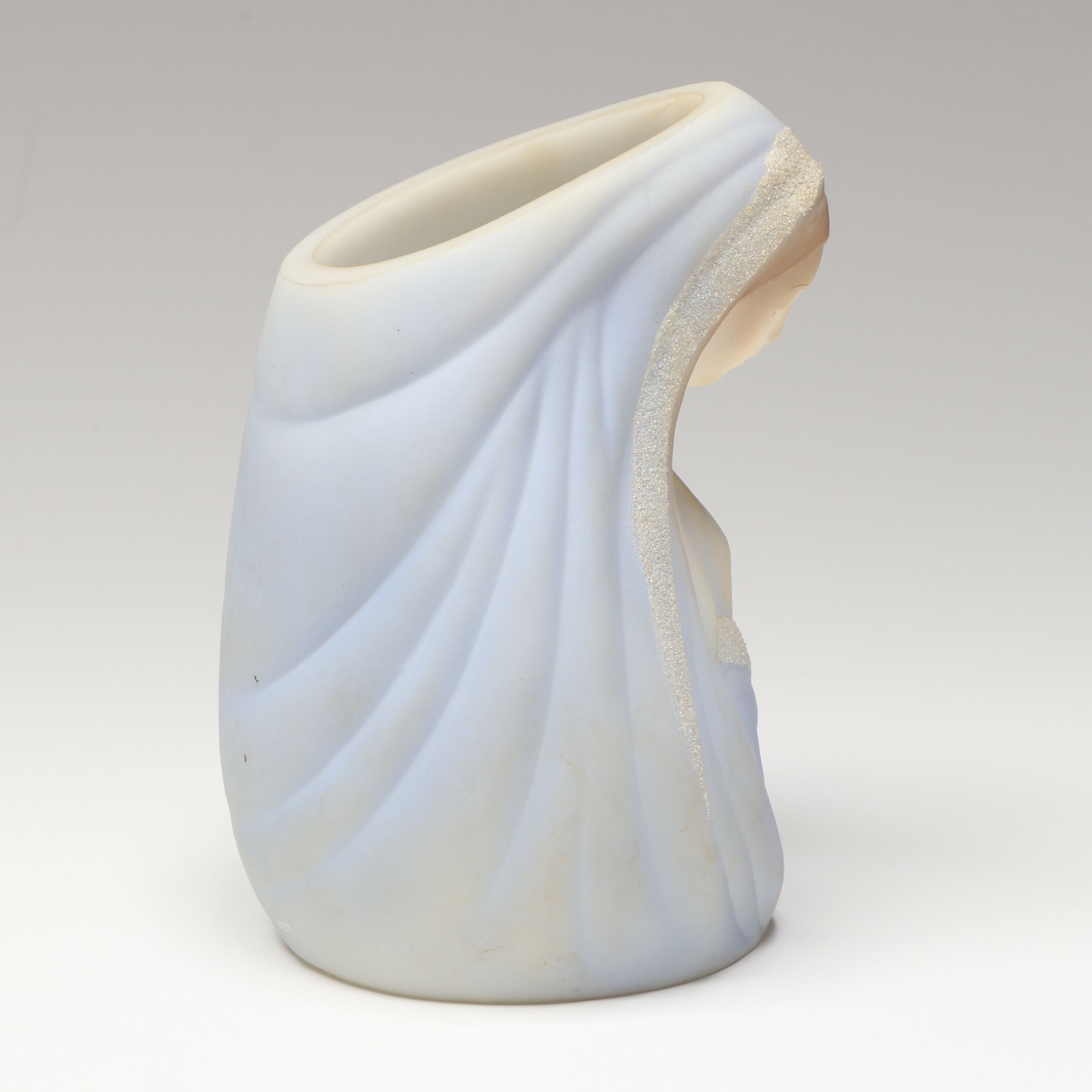 Fenton Angel Custard Glass Fairy Lamp with Madonna Glass Vase