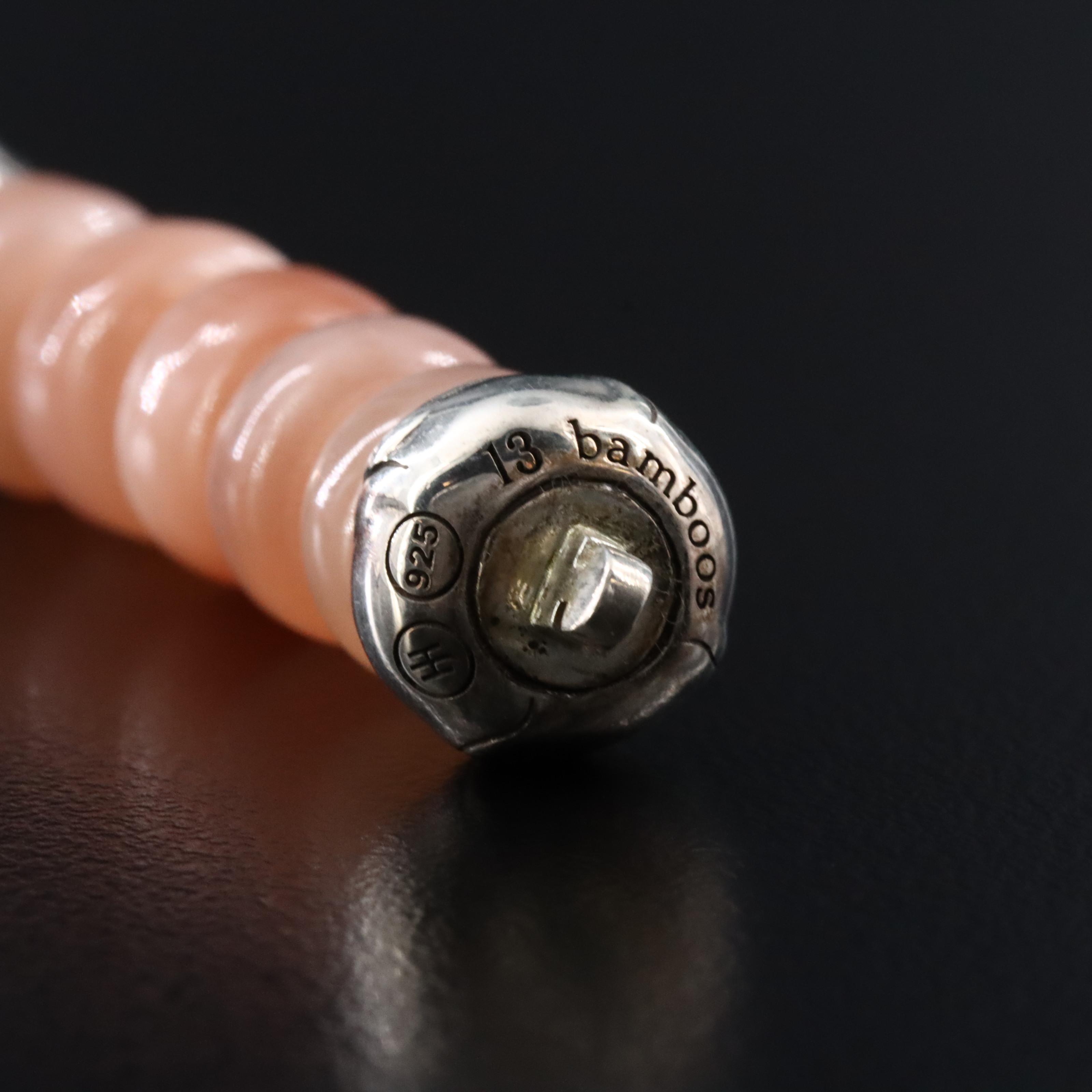 John Hardy Bamboo Sterling Peach Moonstone Bead Bracelet