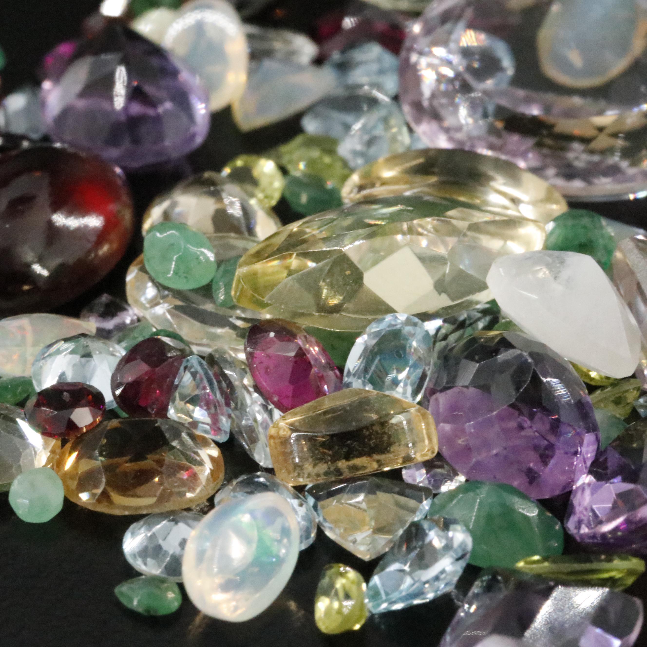 Loose 151.44 CTW Mixed Gemstone Lot with Citrine, Aquamarine, and Amethyst