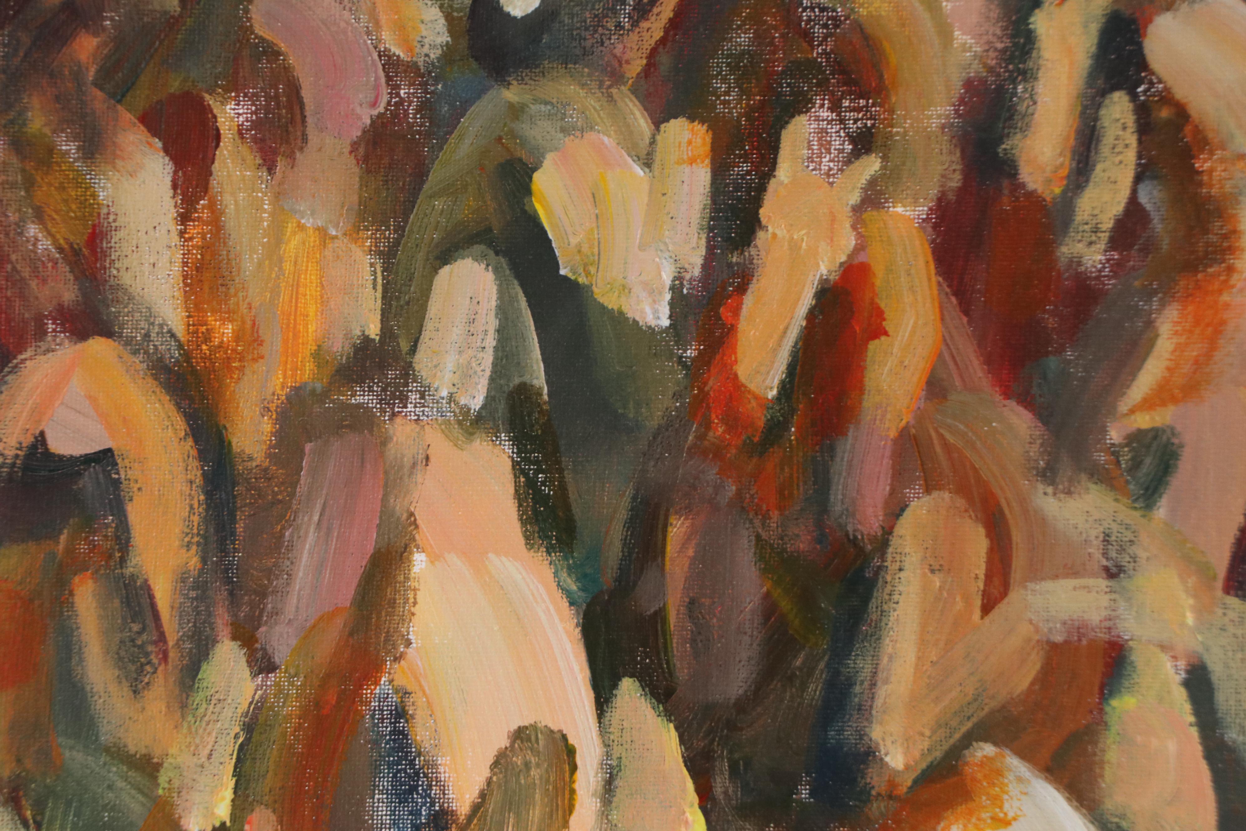 Elle Raines Abstract Acrylic Painting "Herd of Horses #4"