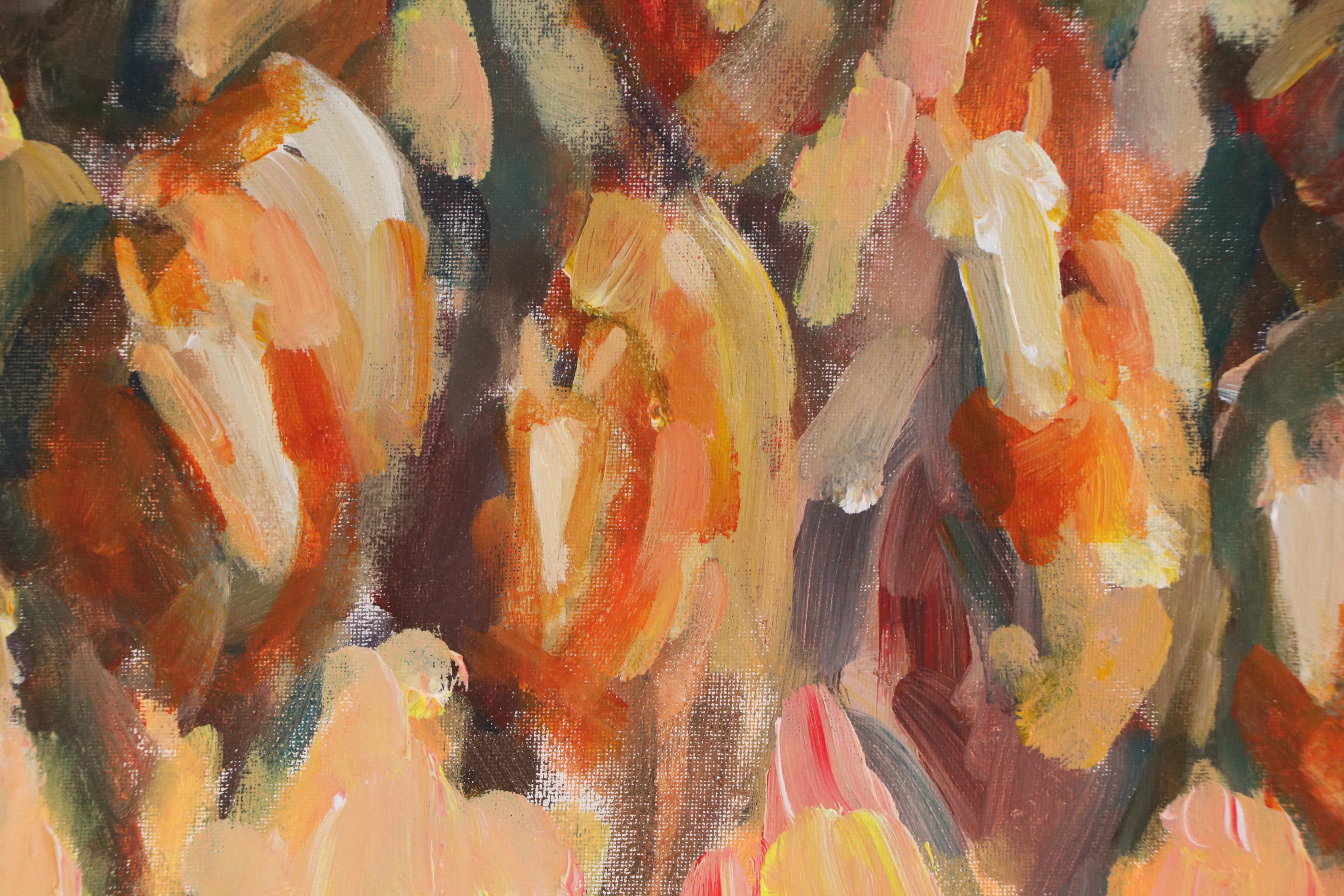 Elle Raines Abstract Acrylic Painting "Herd of Horses #4"