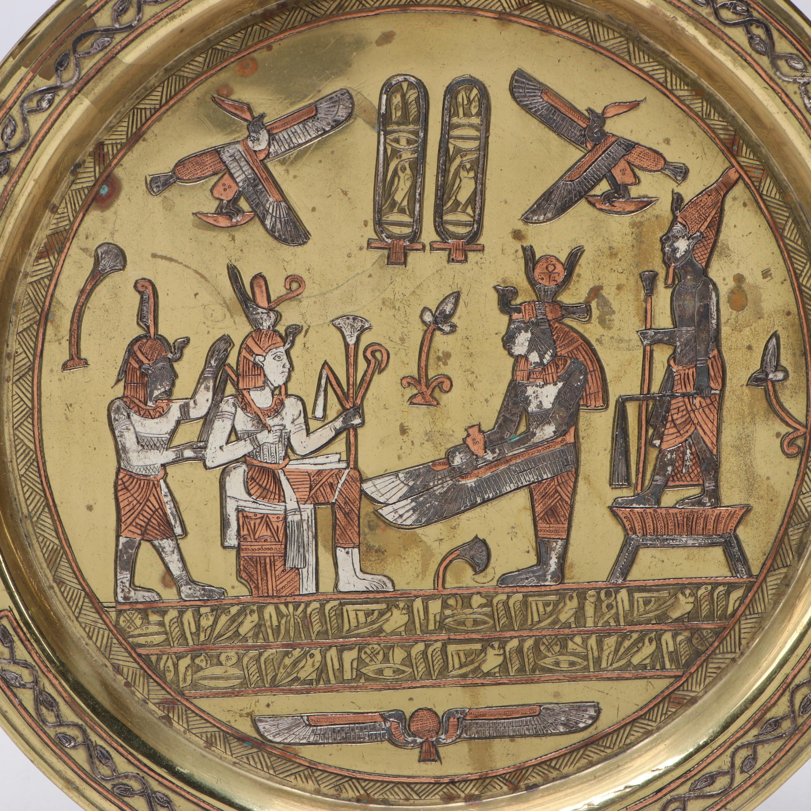Egyptian Revival Gilt Metal Plate, Late 19th Century