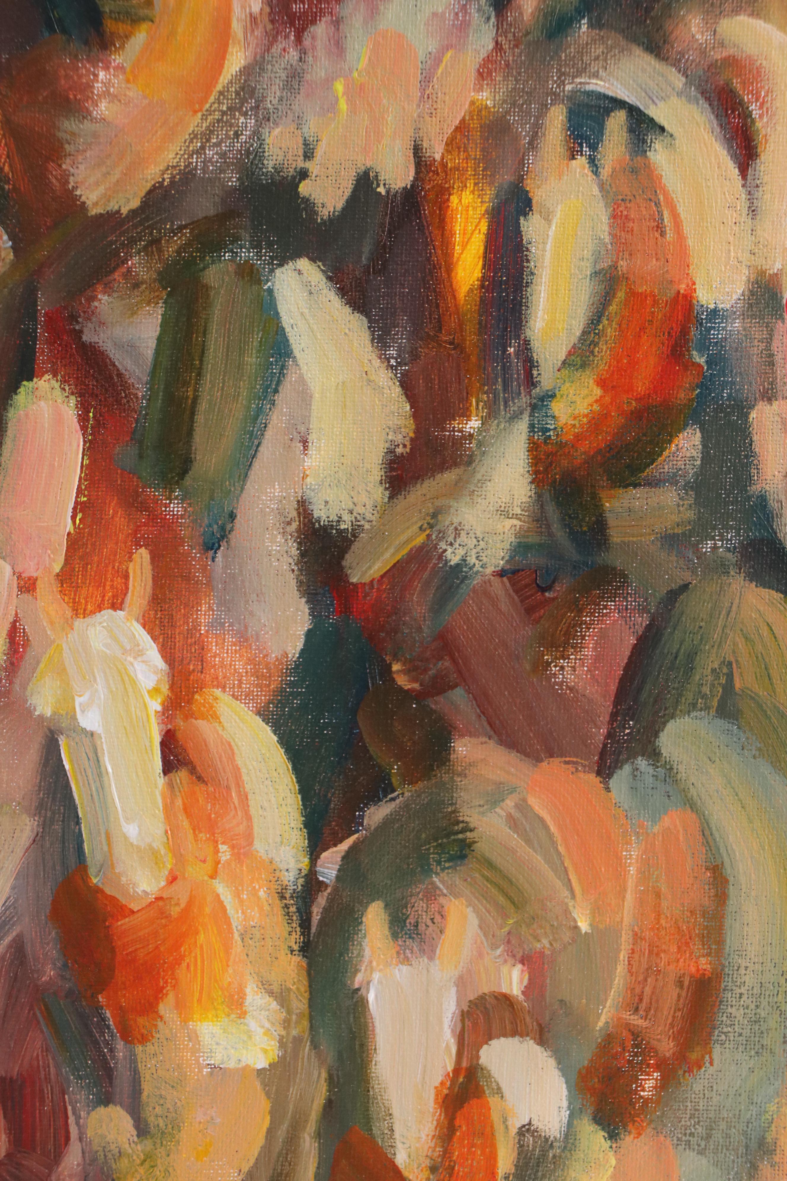 Elle Raines Abstract Acrylic Painting "Herd of Horses #4"