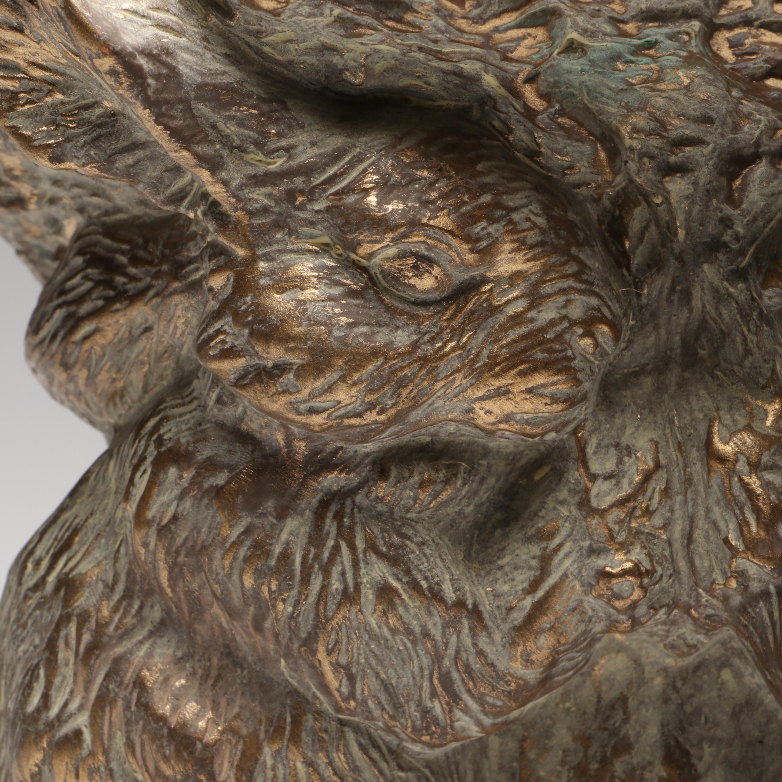 Lindsay Marie Gilt Distressed Rabbit Shelf with Distressed Bird Figurines