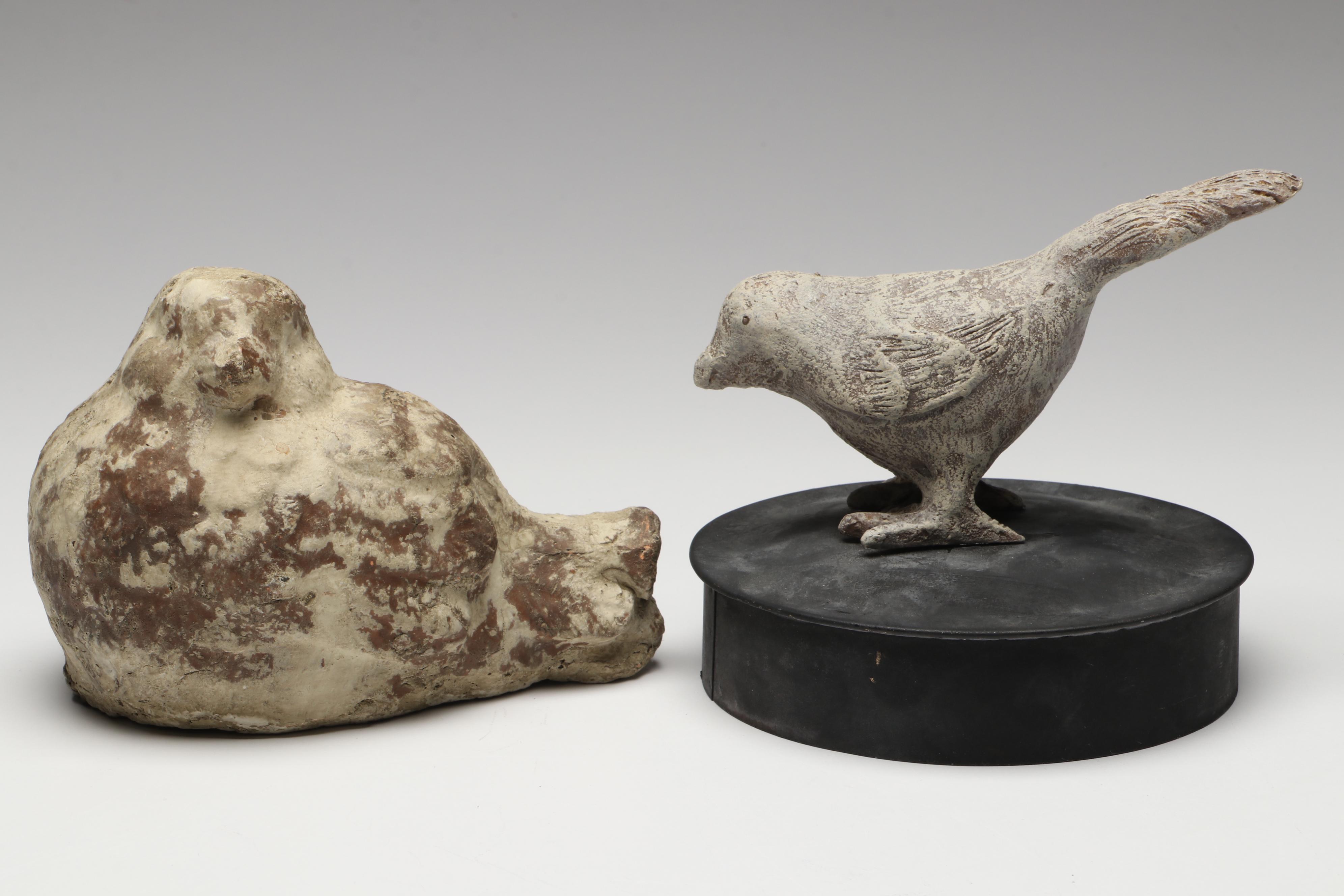 Lindsay Marie Gilt Distressed Rabbit Shelf with Distressed Bird Figurines