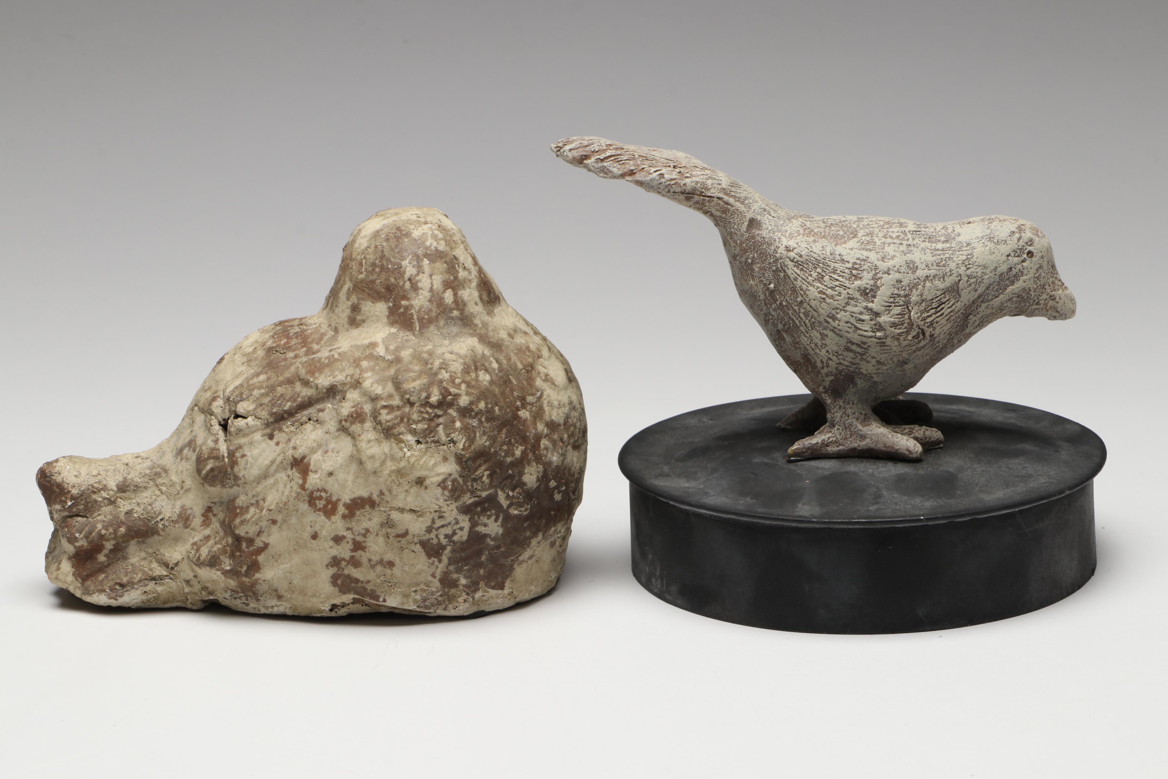 Lindsay Marie Gilt Distressed Rabbit Shelf with Distressed Bird Figurines