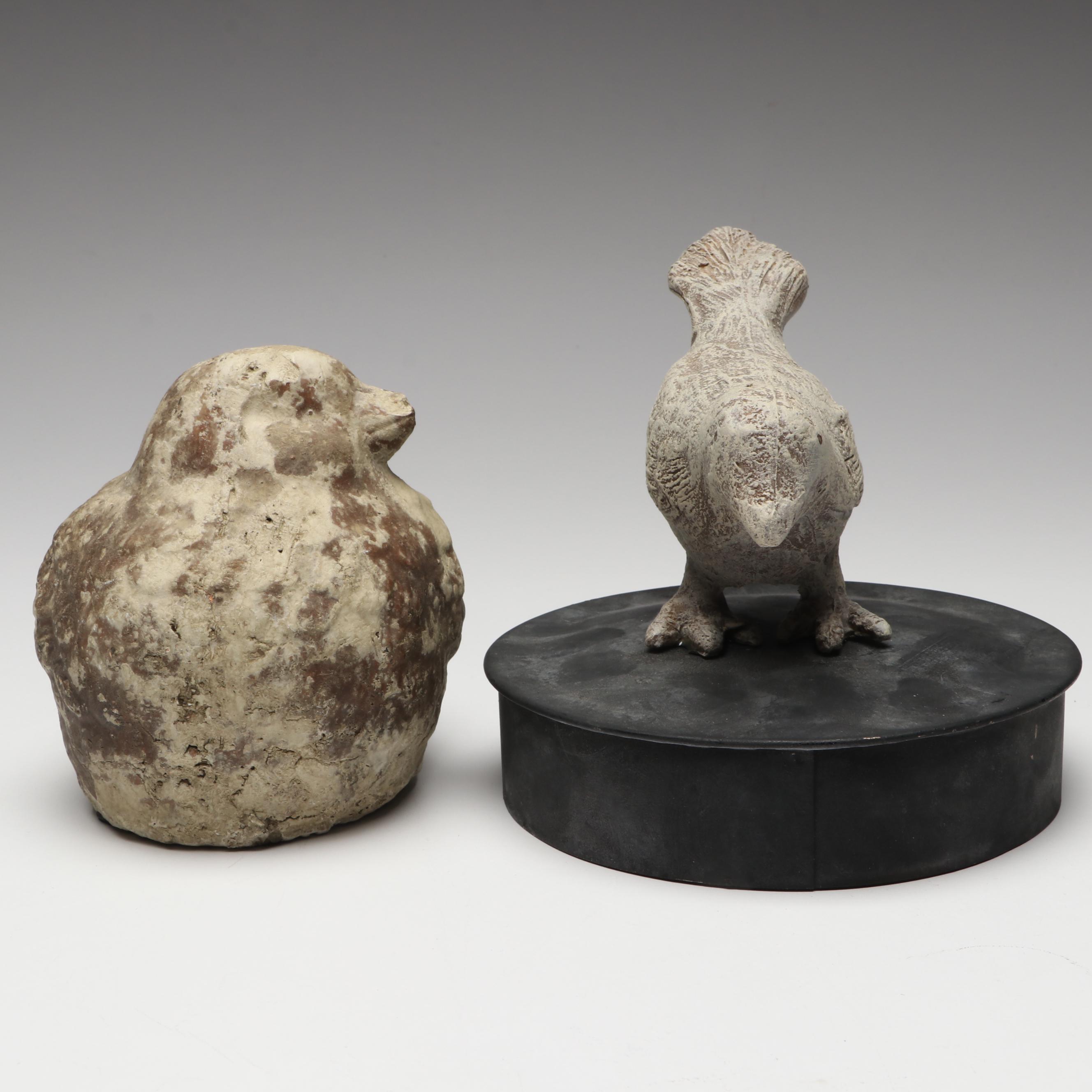 Lindsay Marie Gilt Distressed Rabbit Shelf with Distressed Bird Figurines