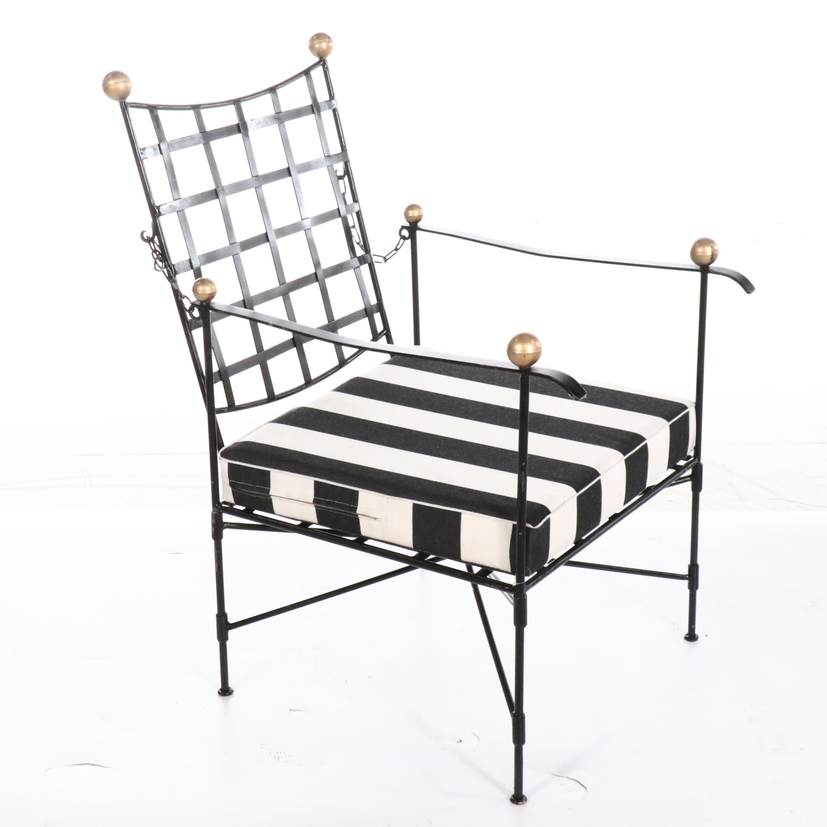 Iron Patio Lounge Chair and Ottoman After Mario Papperzini for Salterini