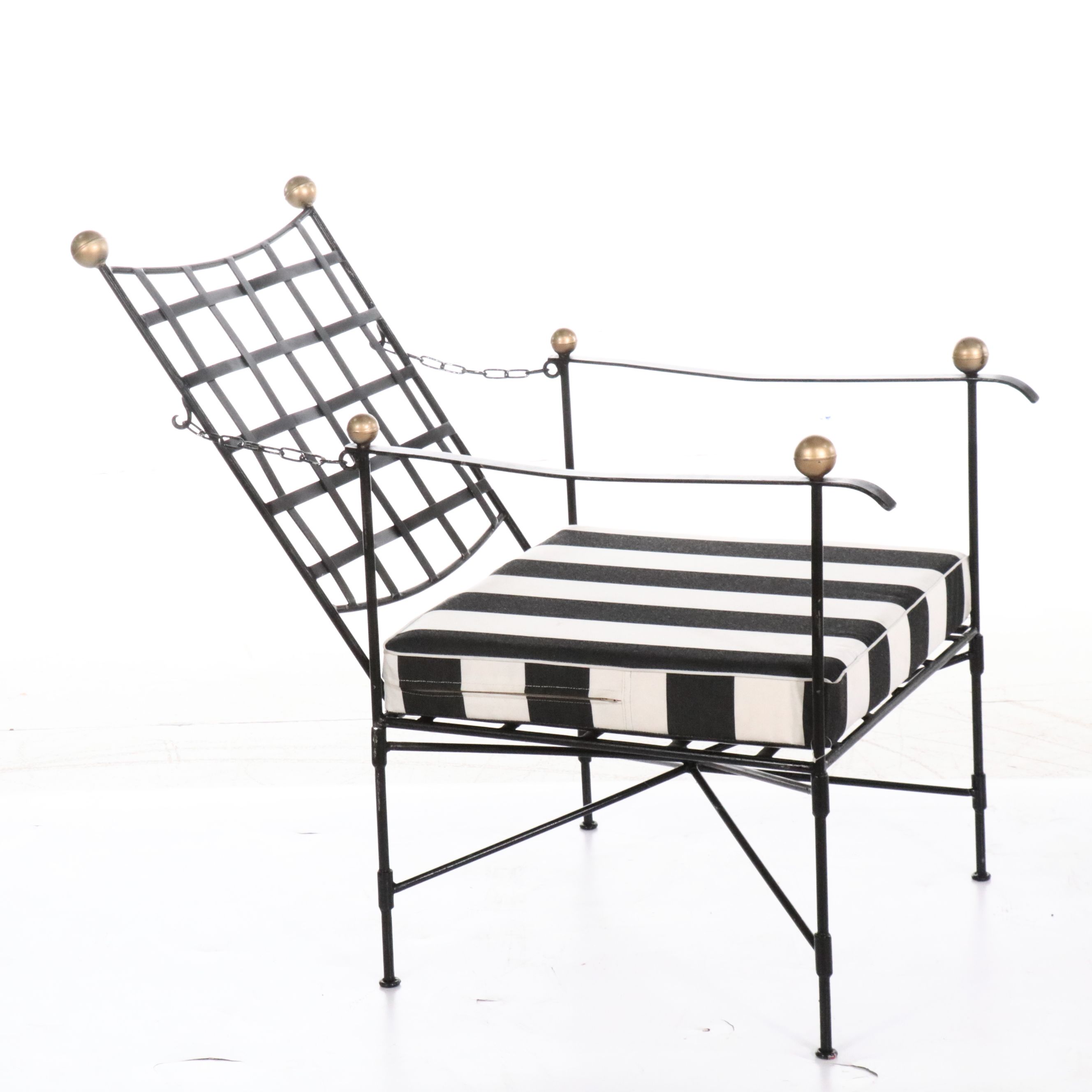 Iron Patio Lounge Chair and Ottoman After Mario Papperzini for Salterini