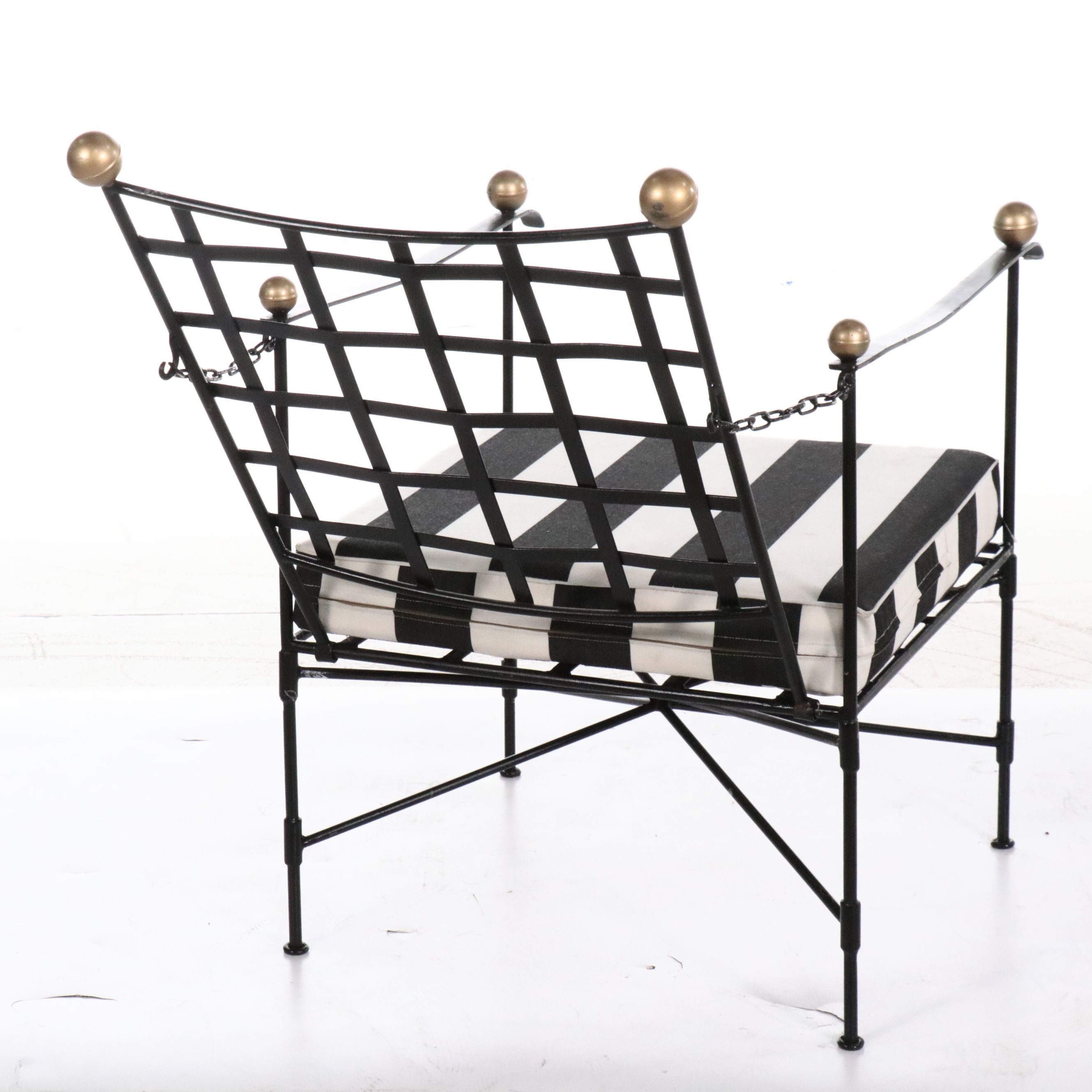 Iron Patio Lounge Chair and Ottoman After Mario Papperzini for Salterini