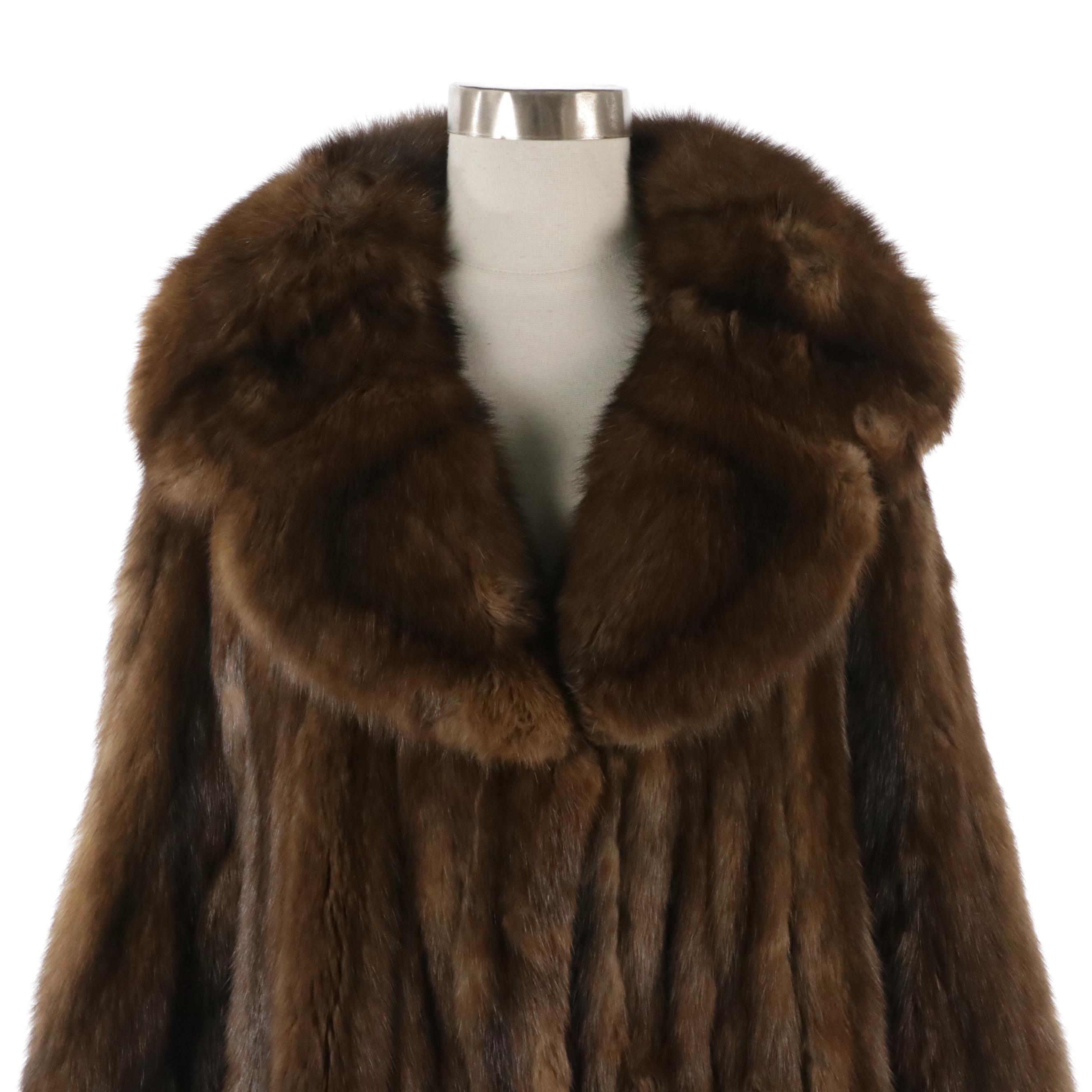 Montaldo's Marten Fur Cape Collar Coat, 1970s