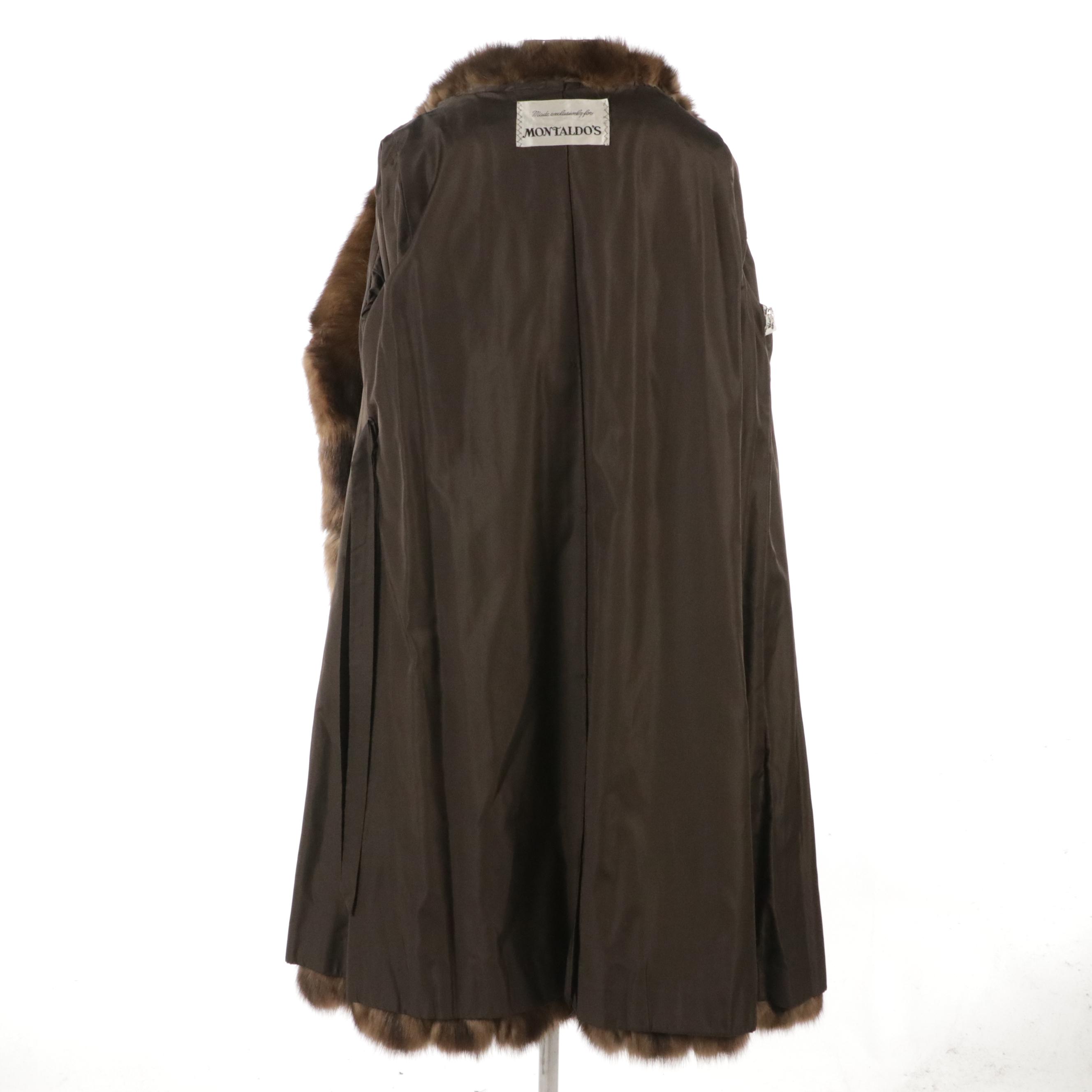 Montaldo's Marten Fur Cape Collar Coat, 1970s