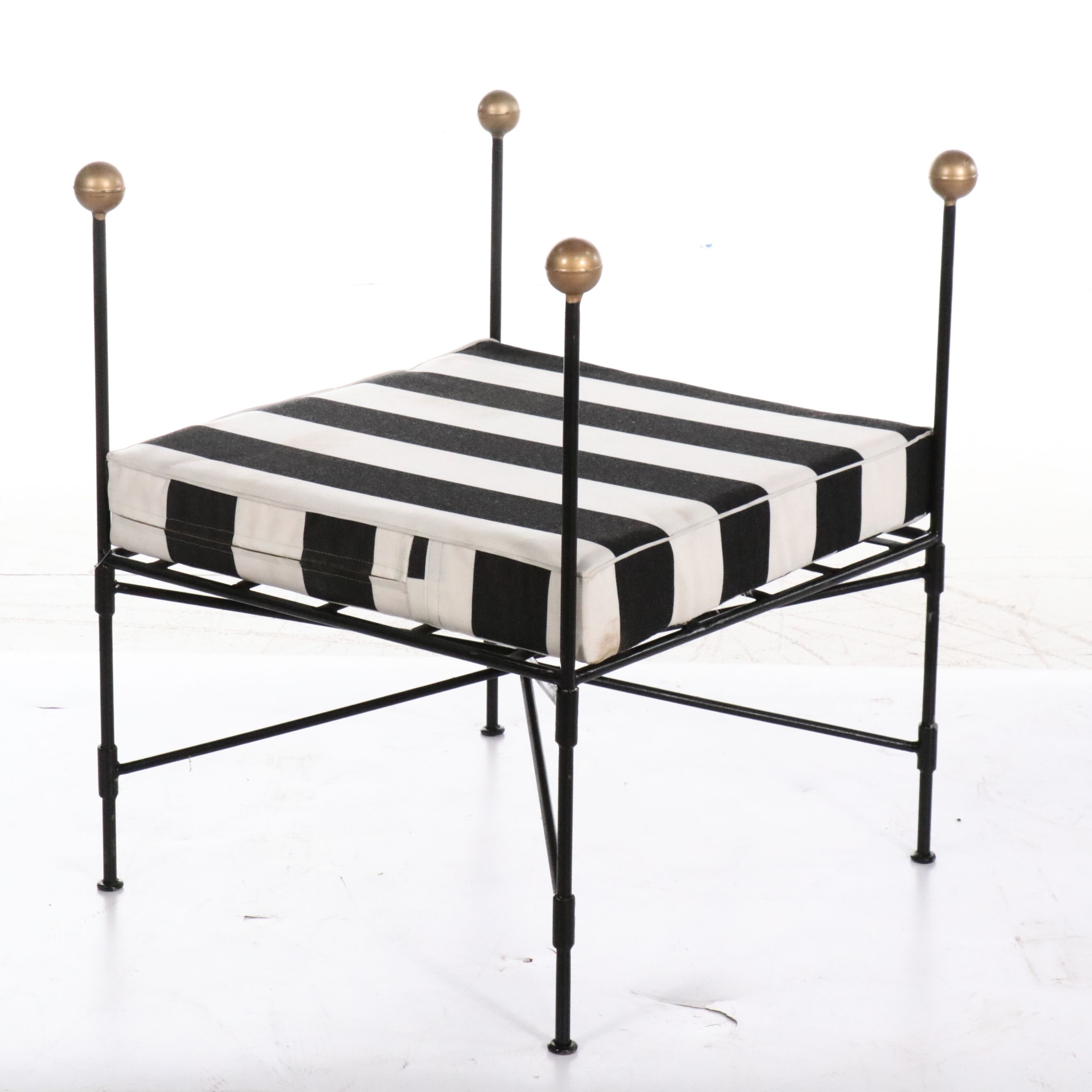 Iron Patio Lounge Chair and Ottoman After Mario Papperzini for Salterini