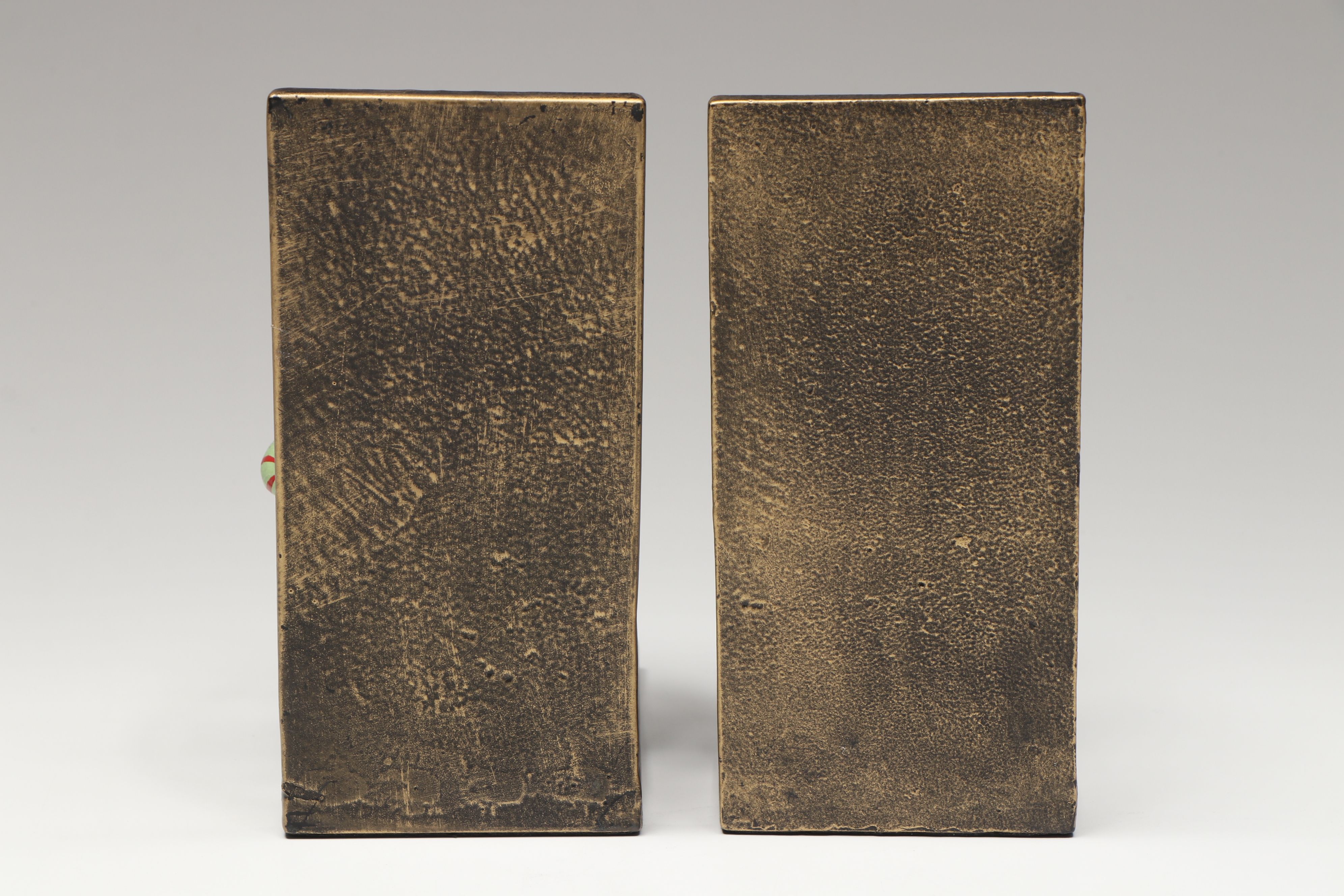 Hula Hooping and Jump Roping Cast Iron Frogs on Brass Bookends