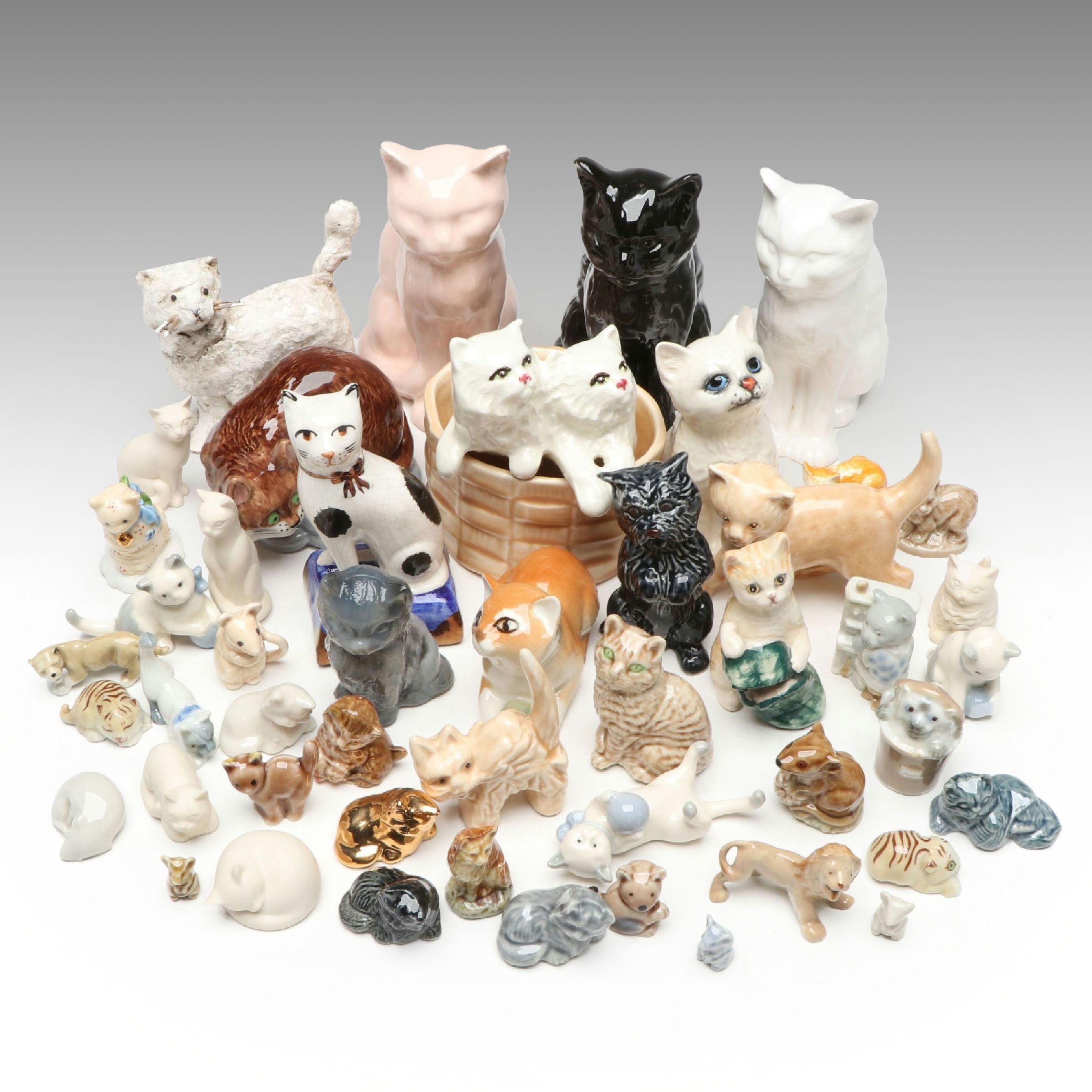 Beswick, Wade, SylvaC with Other Ceramic Cat Figurines, Mid to Late 20th Century