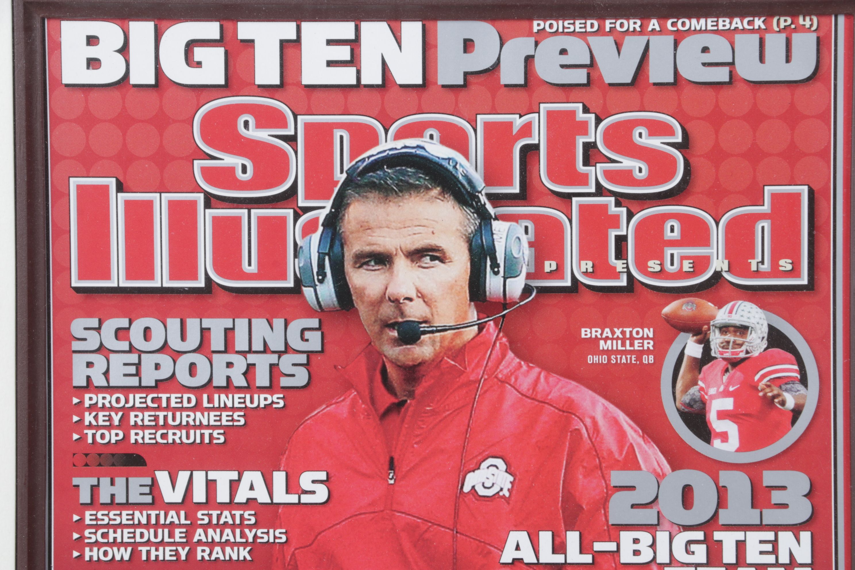 Framed 2013 Sports Illustrated Big Ten Cover with Urban Meyer and Ohio  State