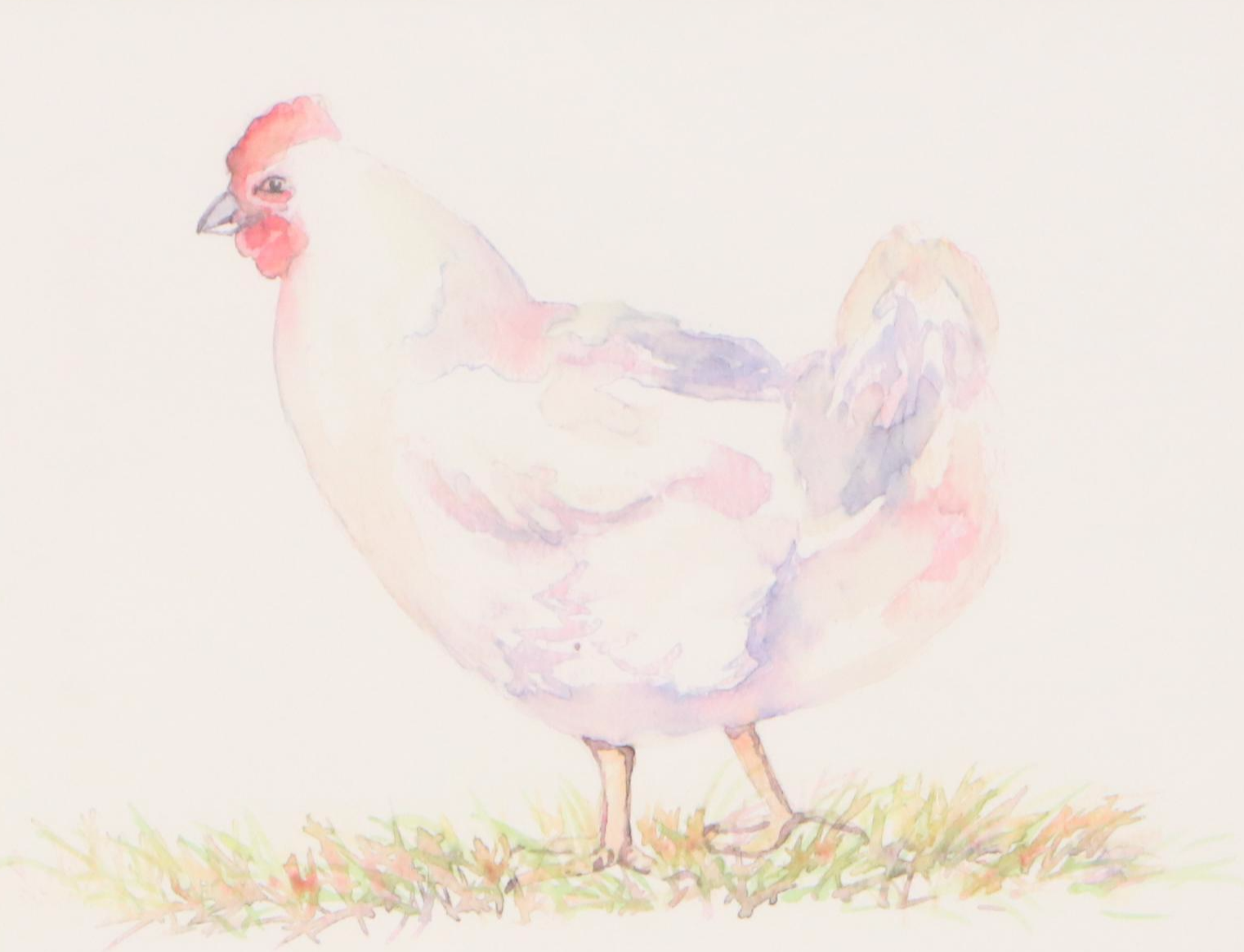 Hand Embellished Giclees of Chicken and Rooster, 21st Century