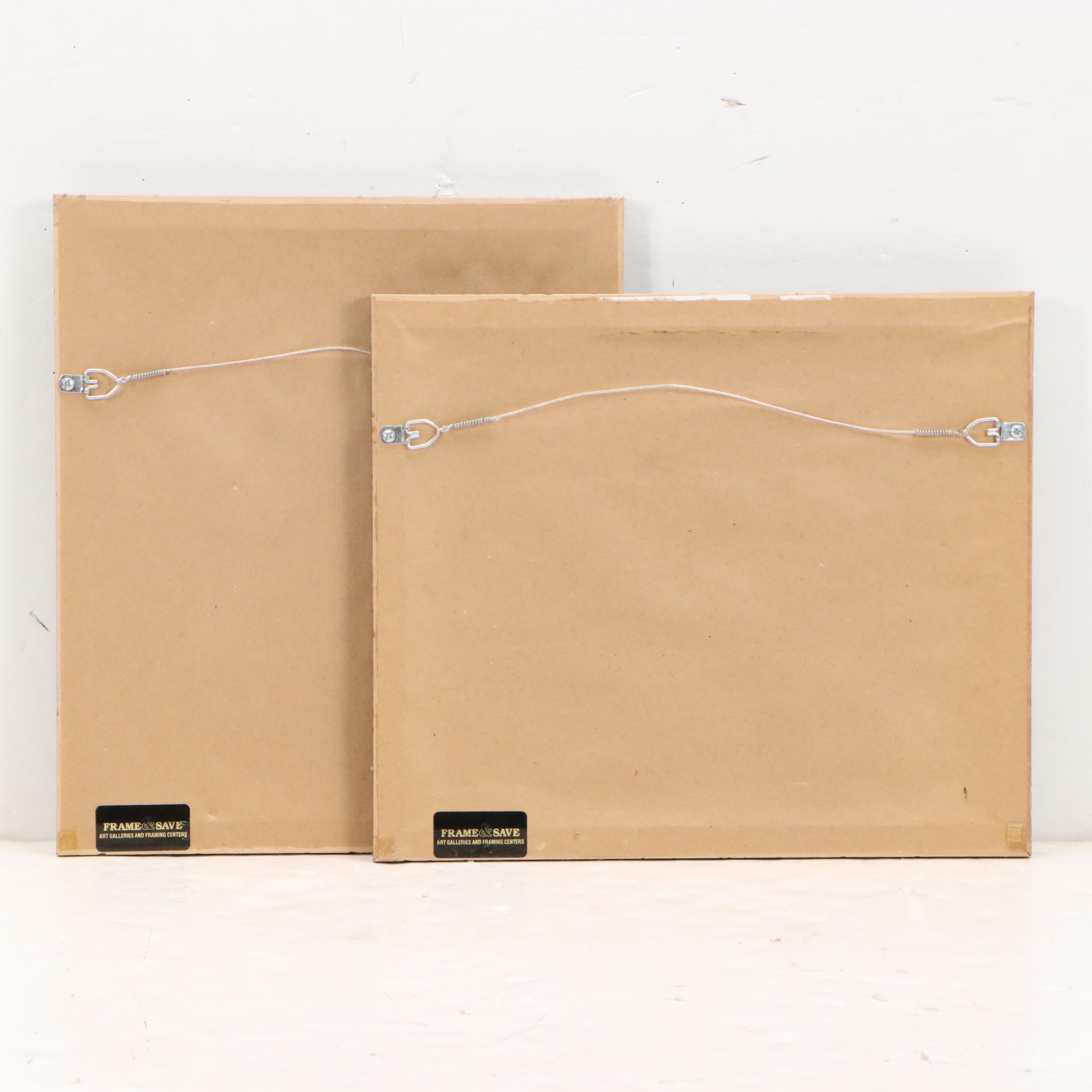 Hand Embellished Giclees of Chicken and Rooster, 21st Century