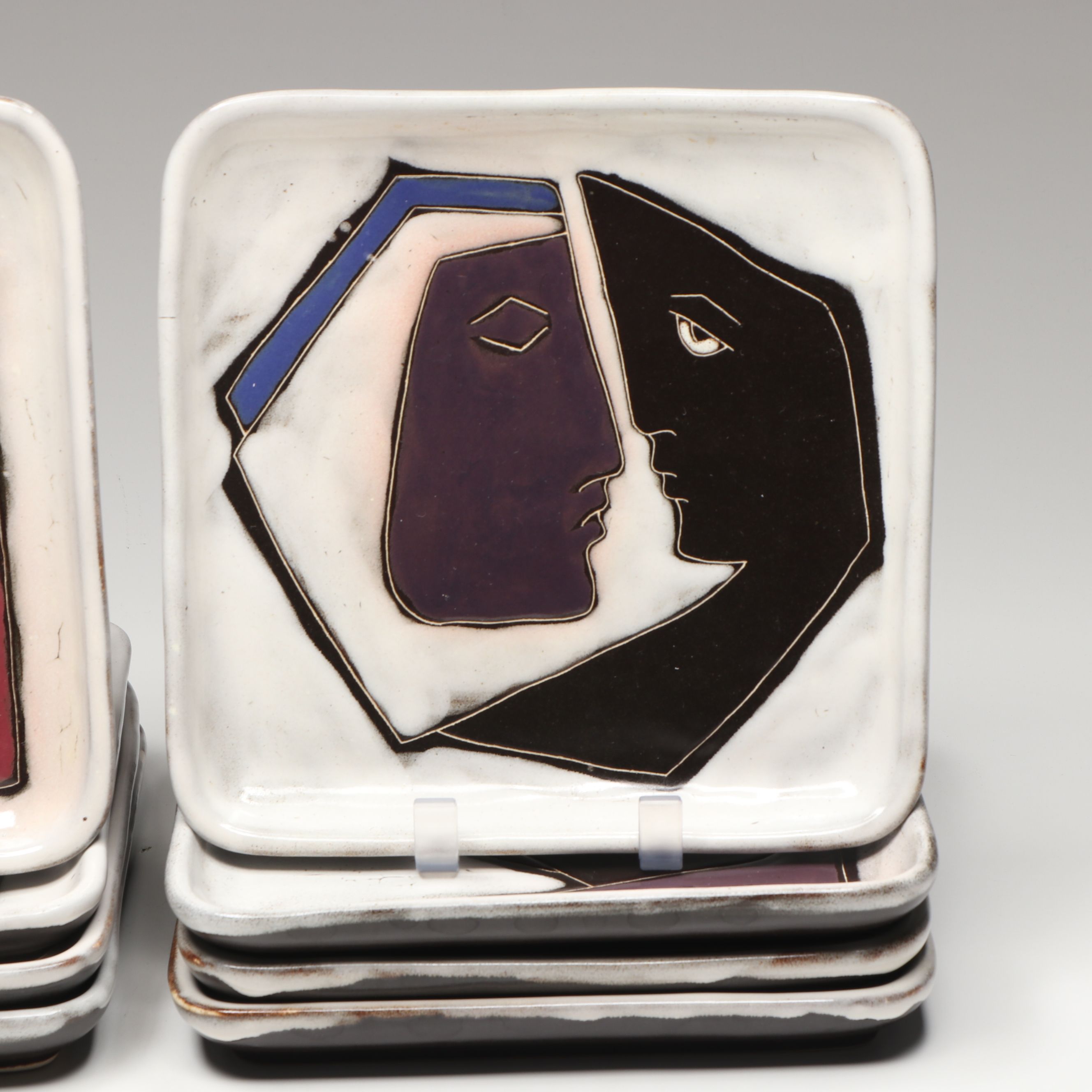 Mara Mexico Abstract Faces Ceramic Square Plates