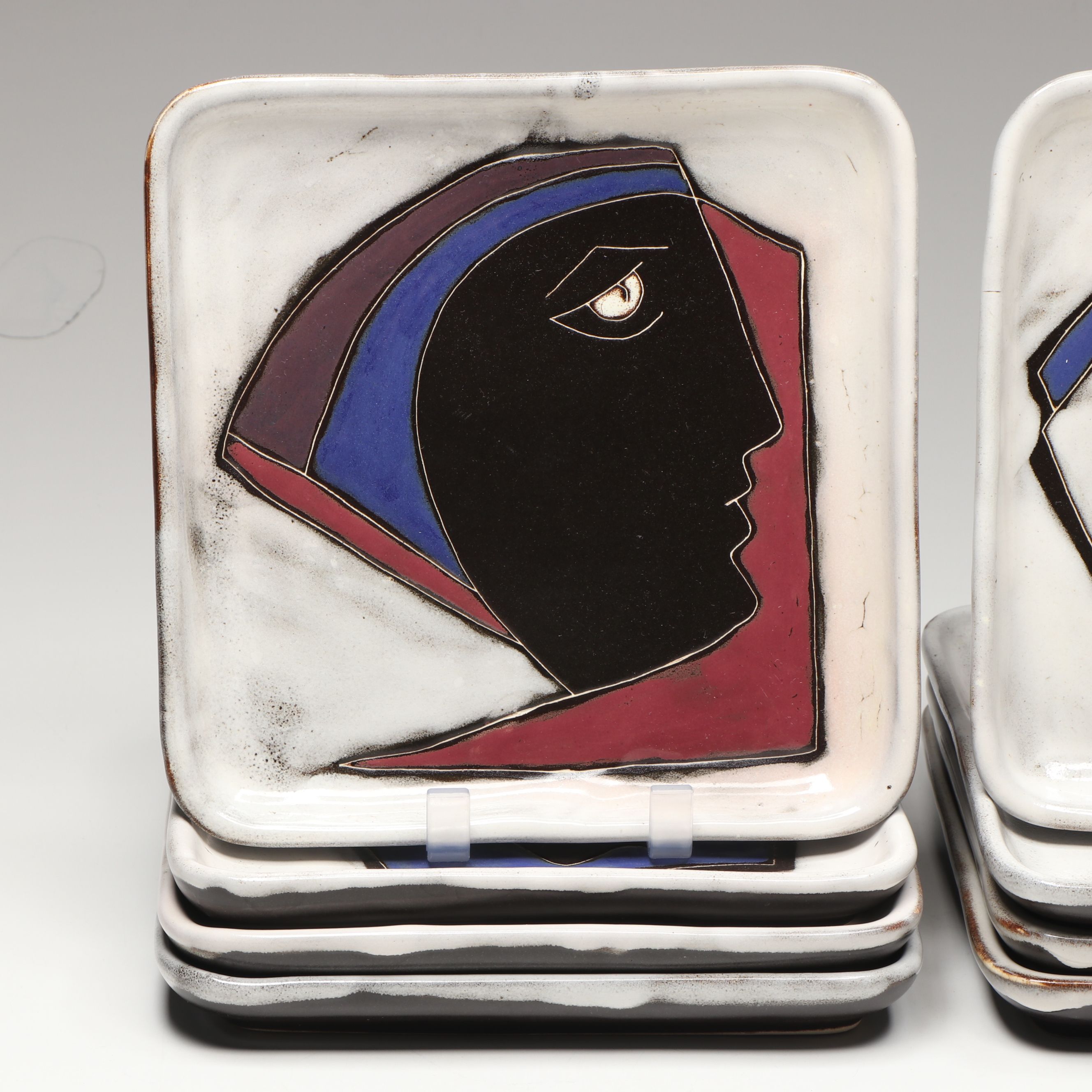 Mara Mexico Abstract Faces Ceramic Square Plates