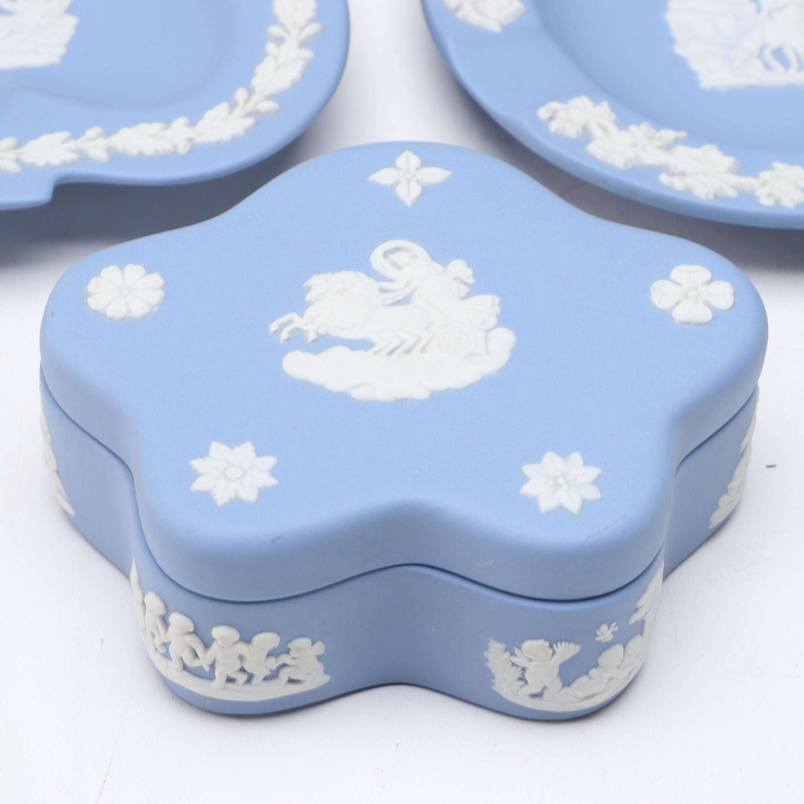Wedgwood English Jasper Ware Box, Ashtray and Table Dish