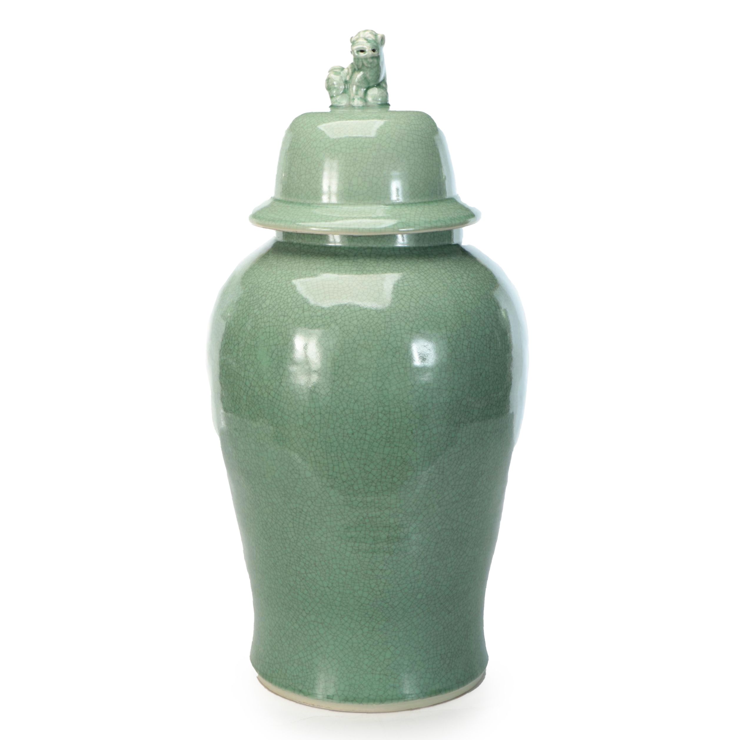 Large Green Glazed Porcelain Urn