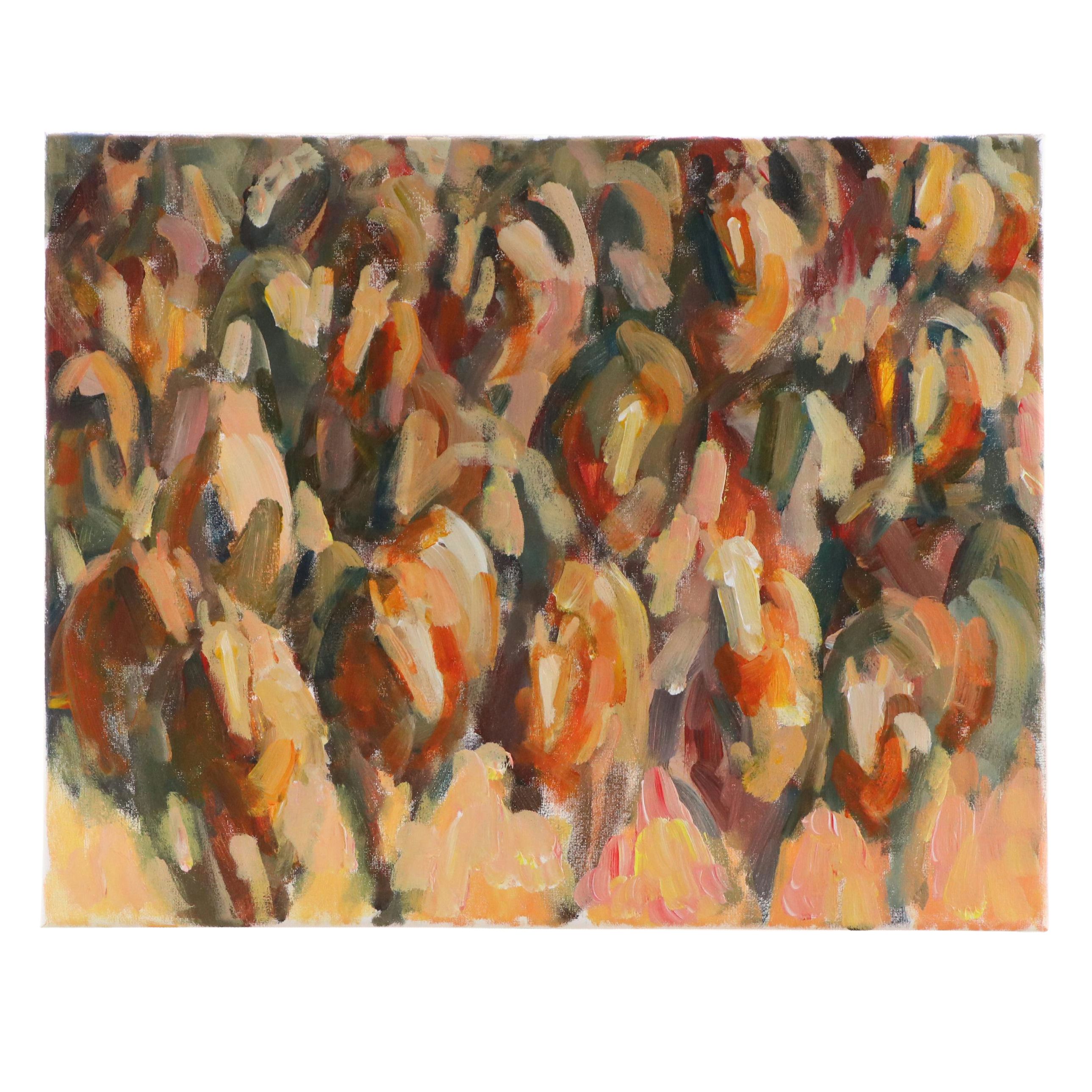 Elle Raines Abstract Acrylic Painting "Herd of Horses #4"
