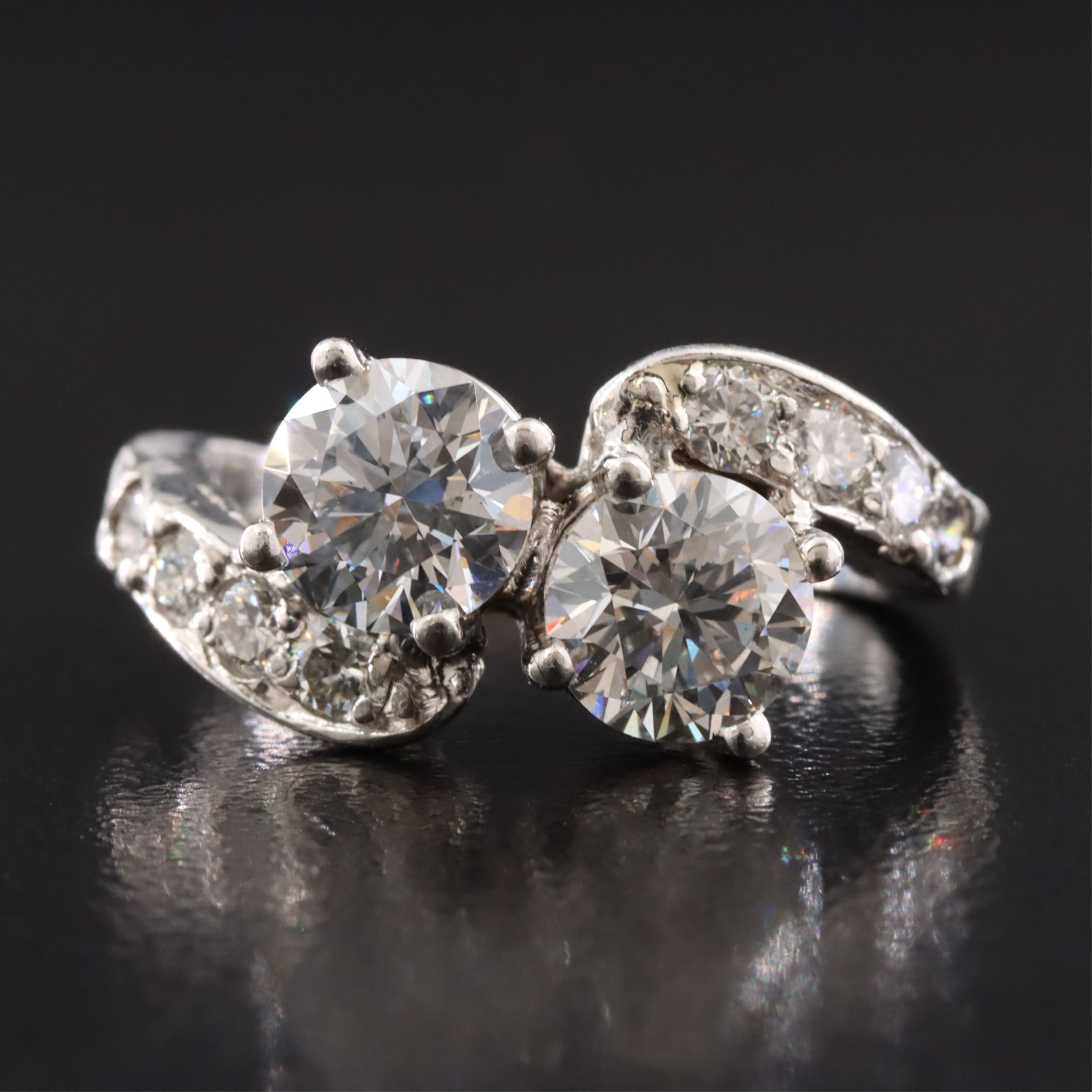 Platinum 2.11 CTW Diamond Toi et Moi Ring