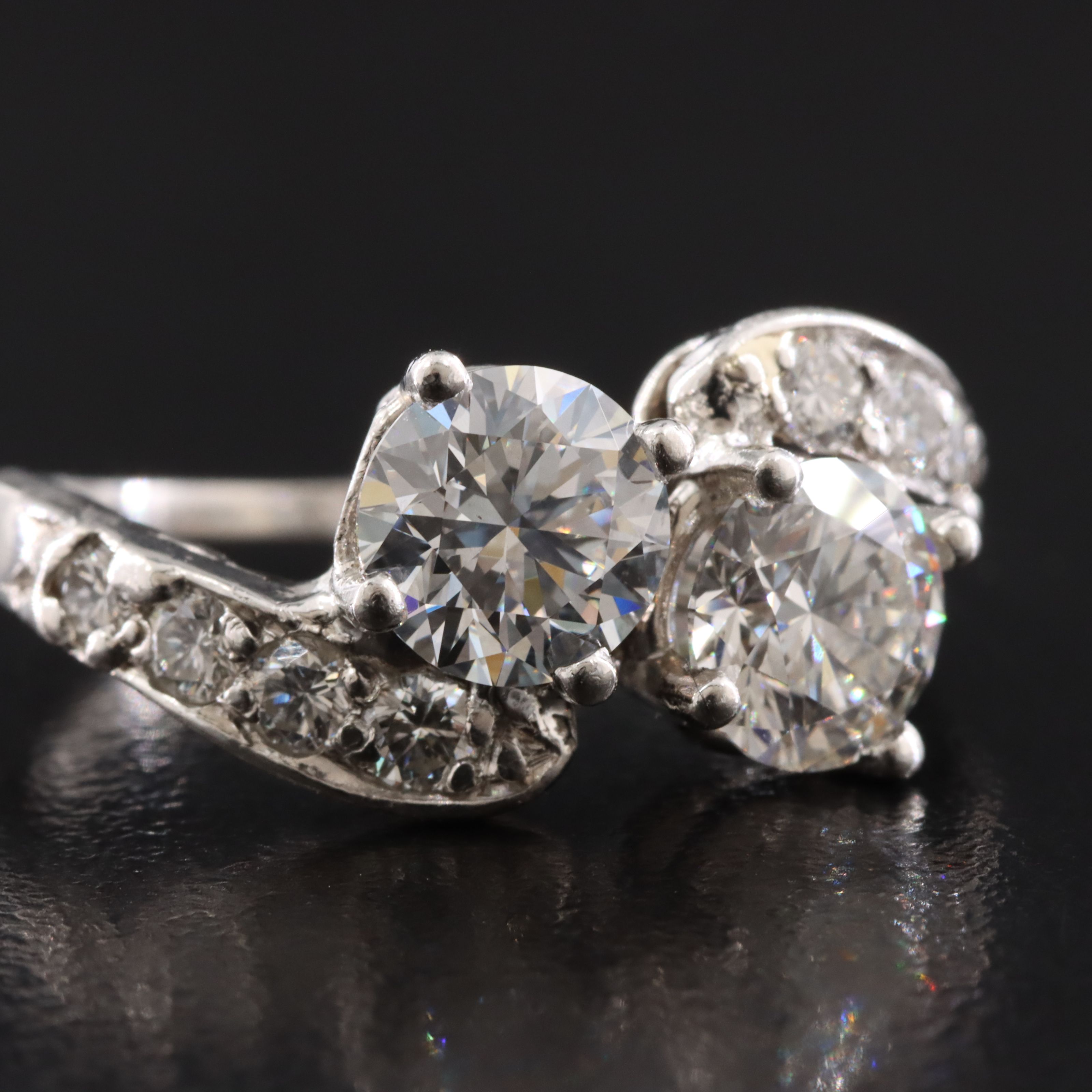 Platinum 2.11 CTW Diamond Toi et Moi Ring