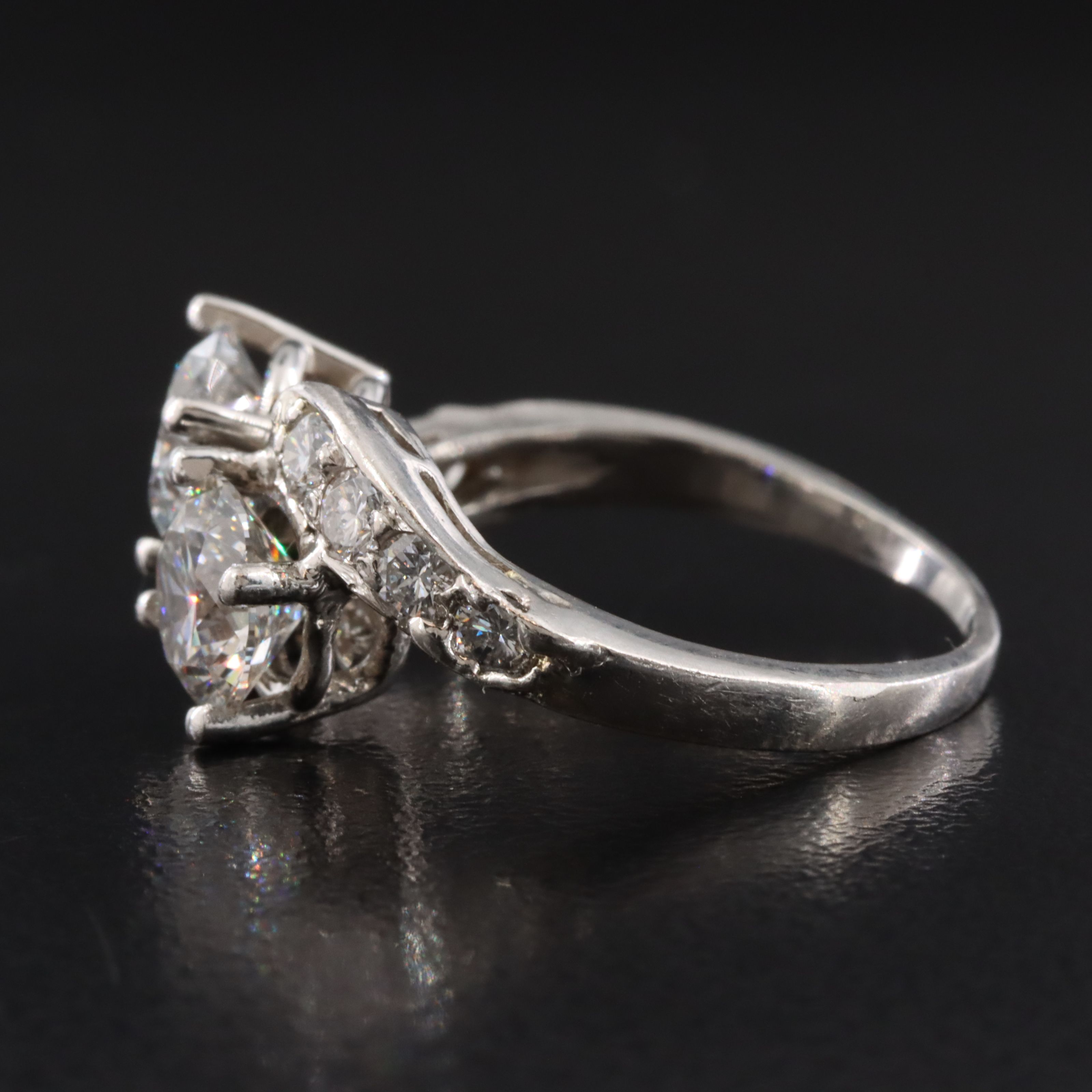 Platinum 2.11 CTW Diamond Toi et Moi Ring