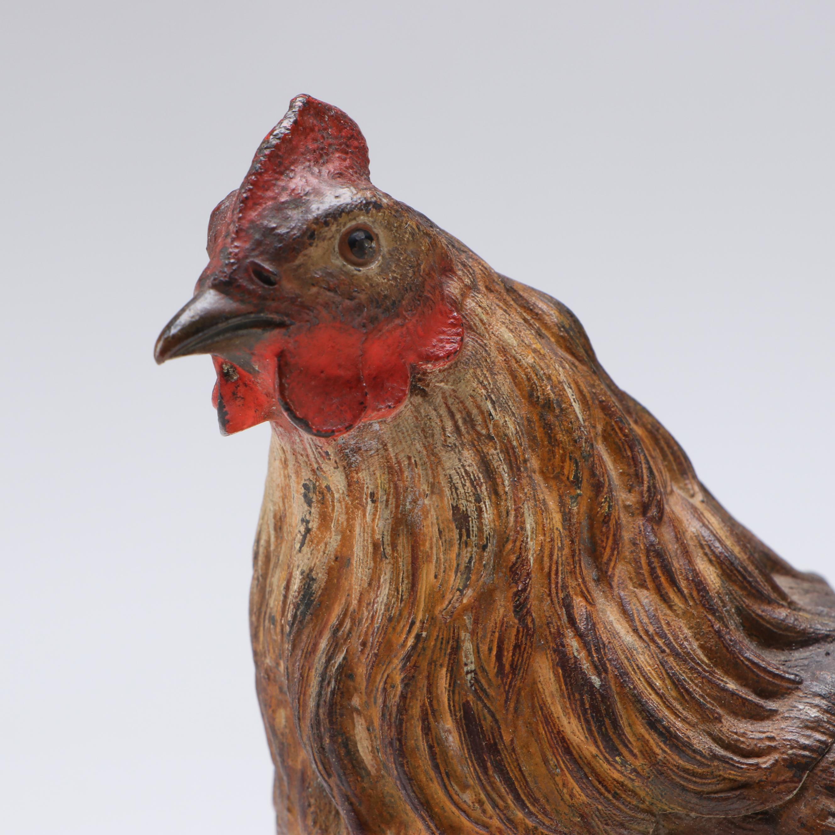 Viennese Style Cold-Painted Bronze Rooster with Hinged Lid