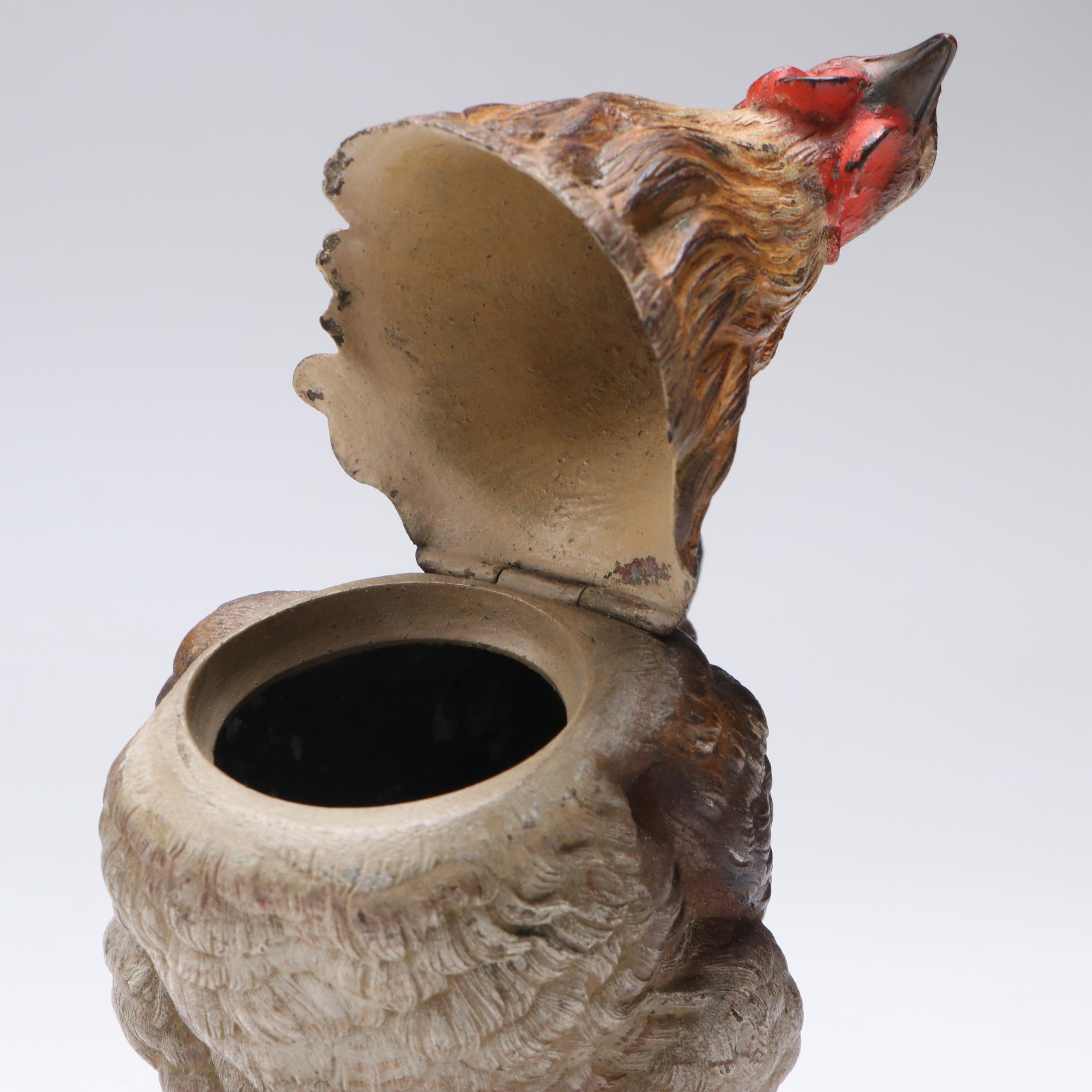 Viennese Style Cold-Painted Bronze Rooster with Hinged Lid