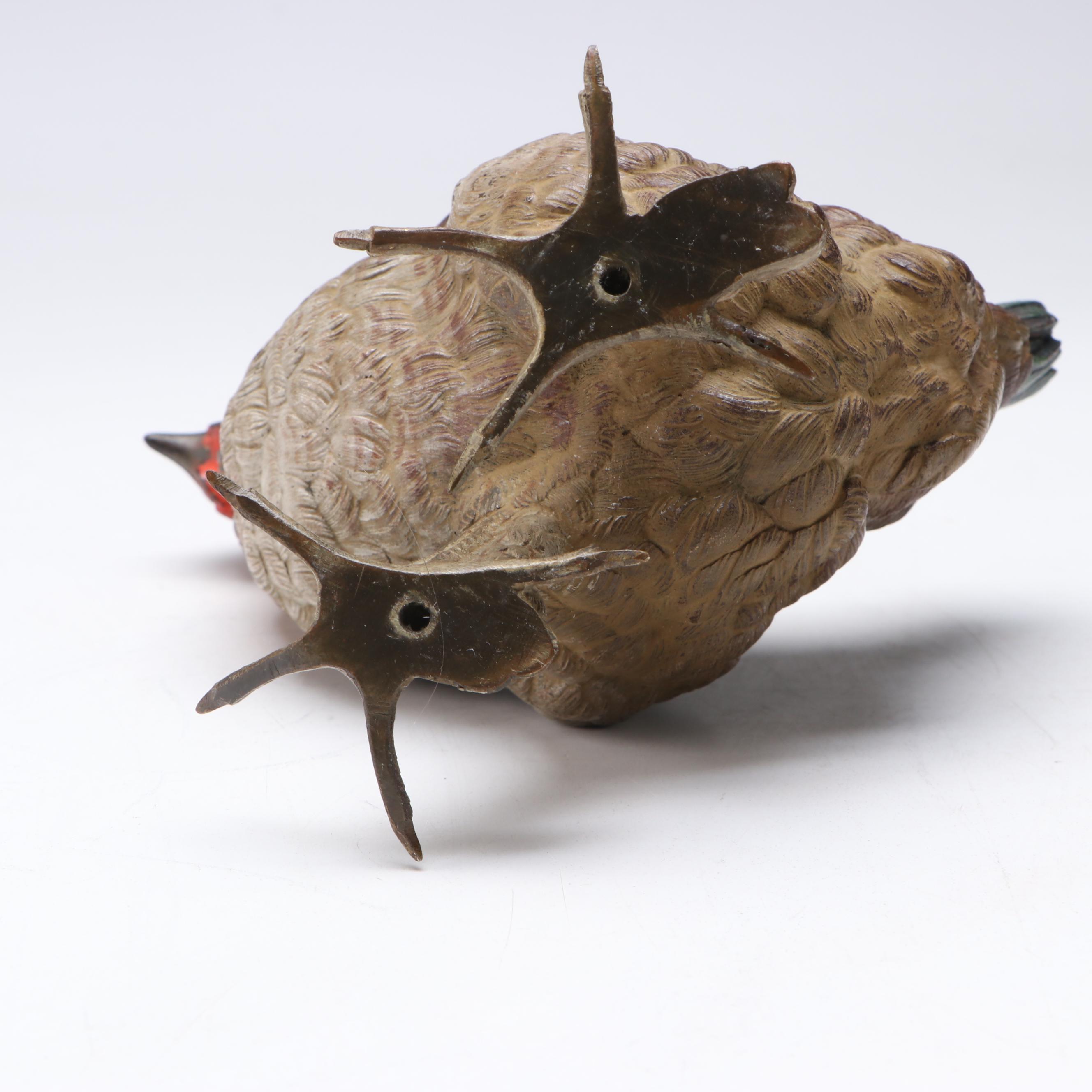 Viennese Style Cold-Painted Bronze Rooster with Hinged Lid