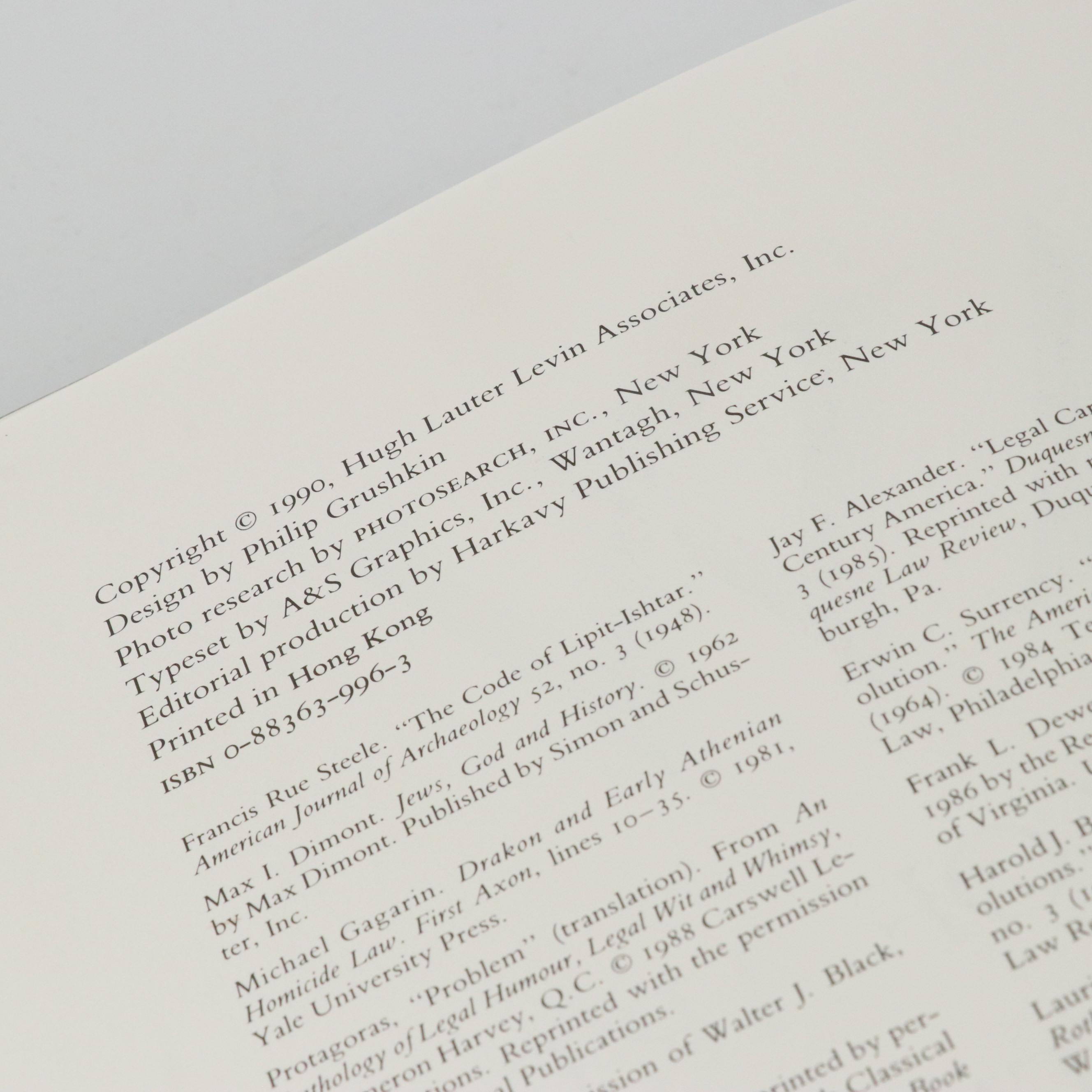 "Law: A Treasury of Art and Literature" Edited by Sara Robbins, 1990