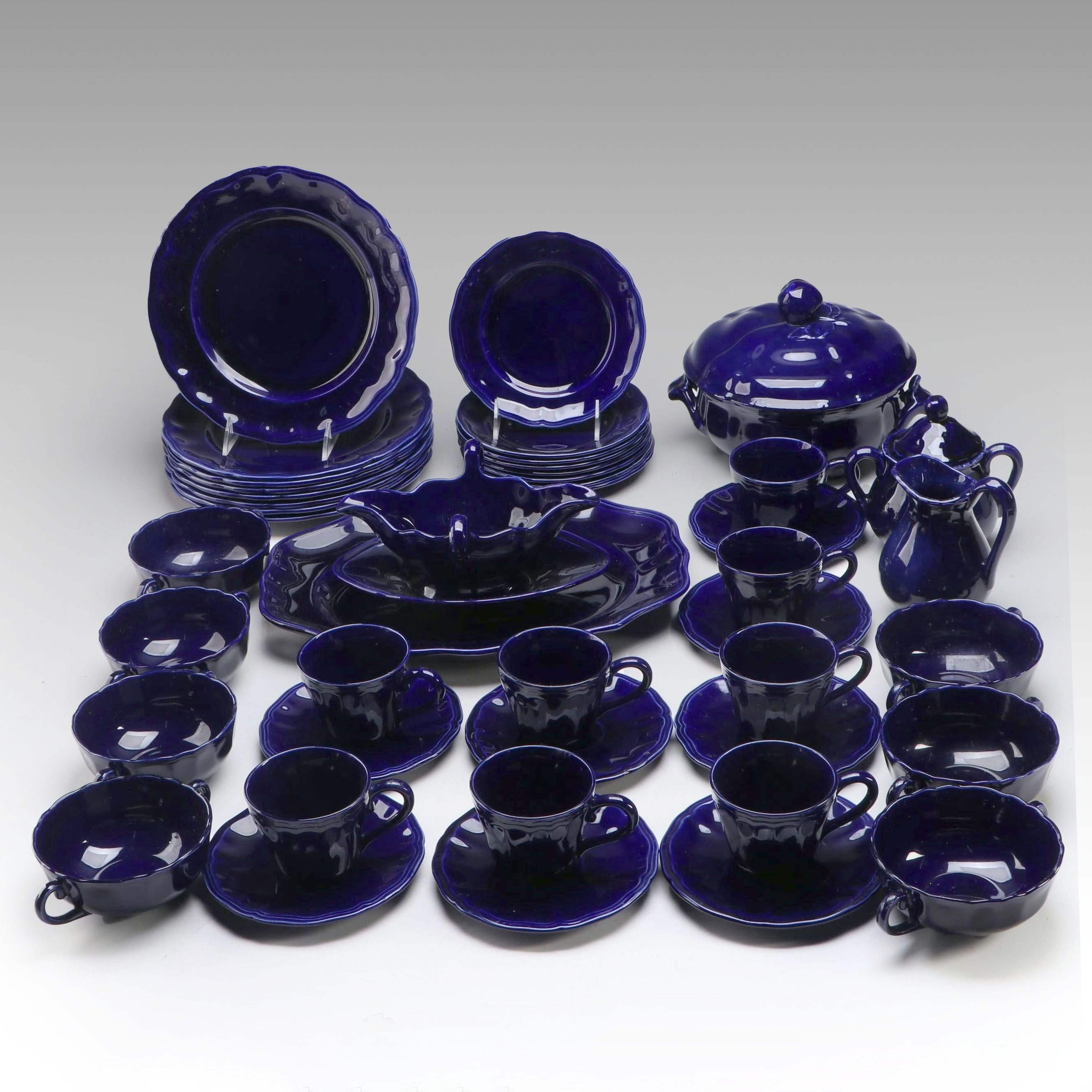 Lunéville French Faïence "Louis XV Cobalt Blue" Dinnerware