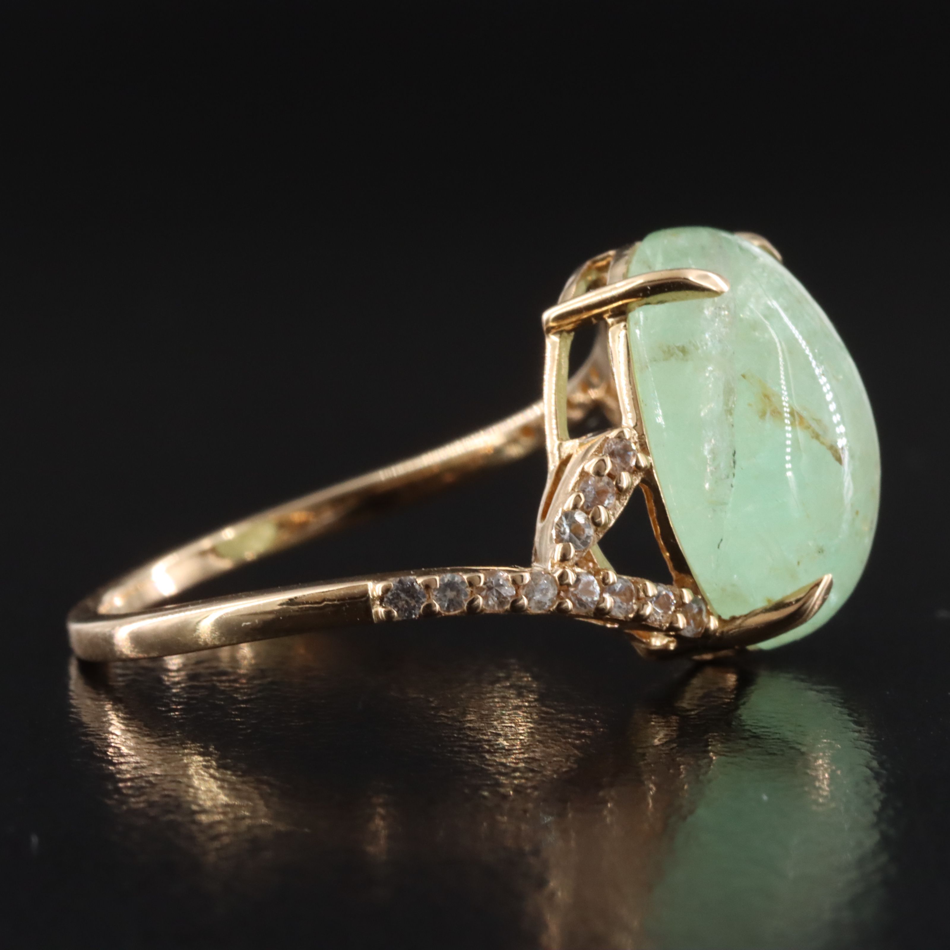 14K 6.45 CT Emerald and White Sapphire Ring