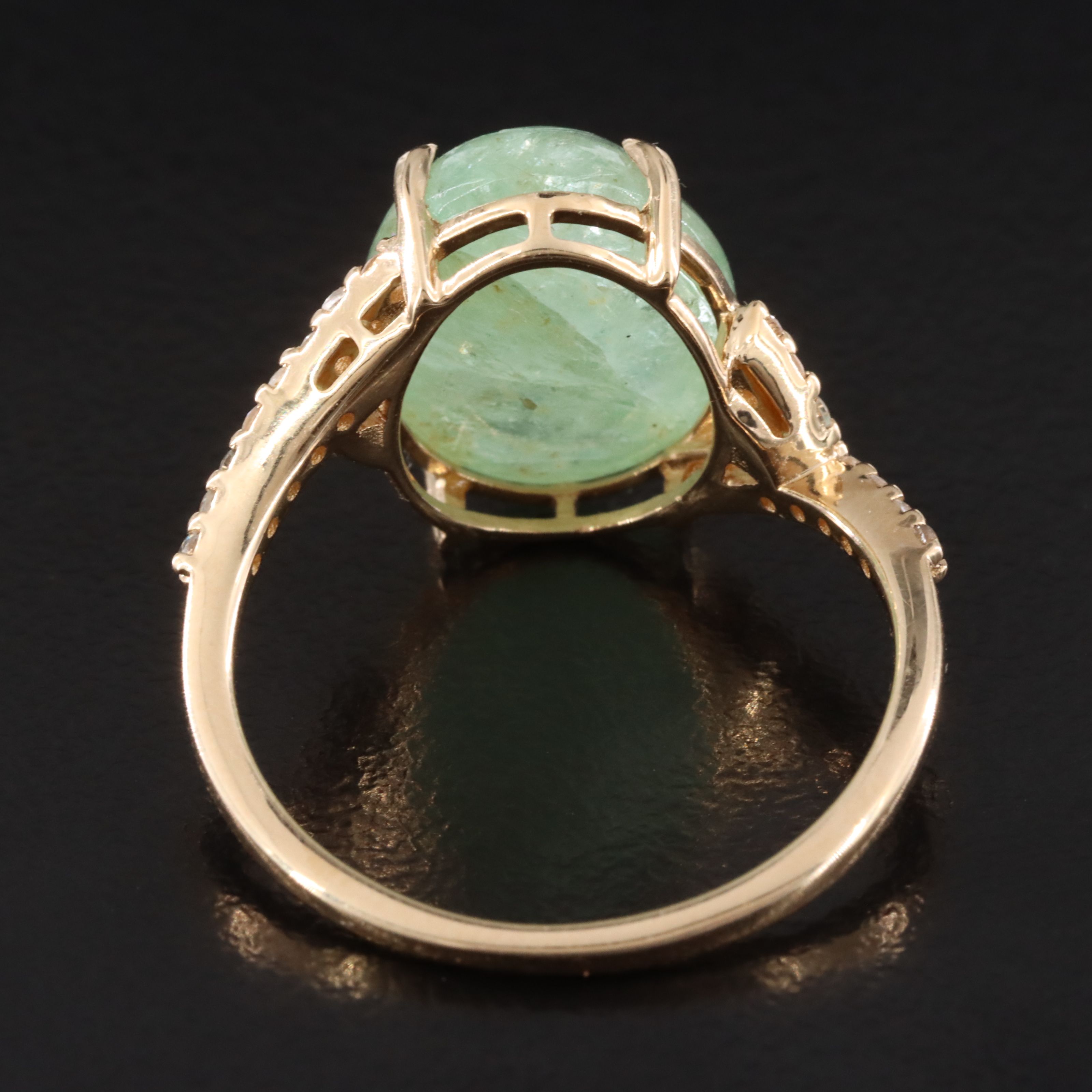 14K 6.45 CT Emerald and White Sapphire Ring