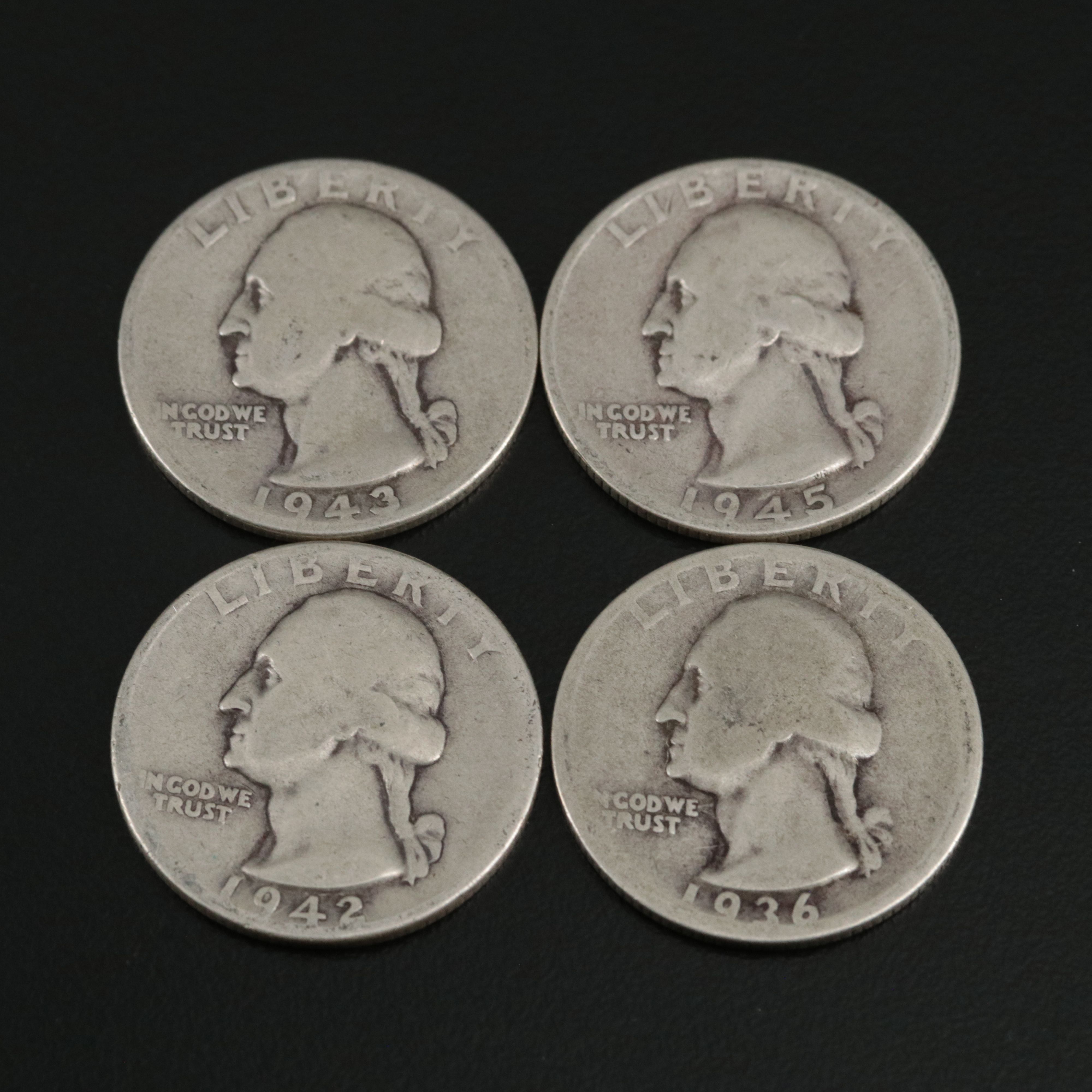 Forty-Six Washington Silver Quarters, Mainly 1940s