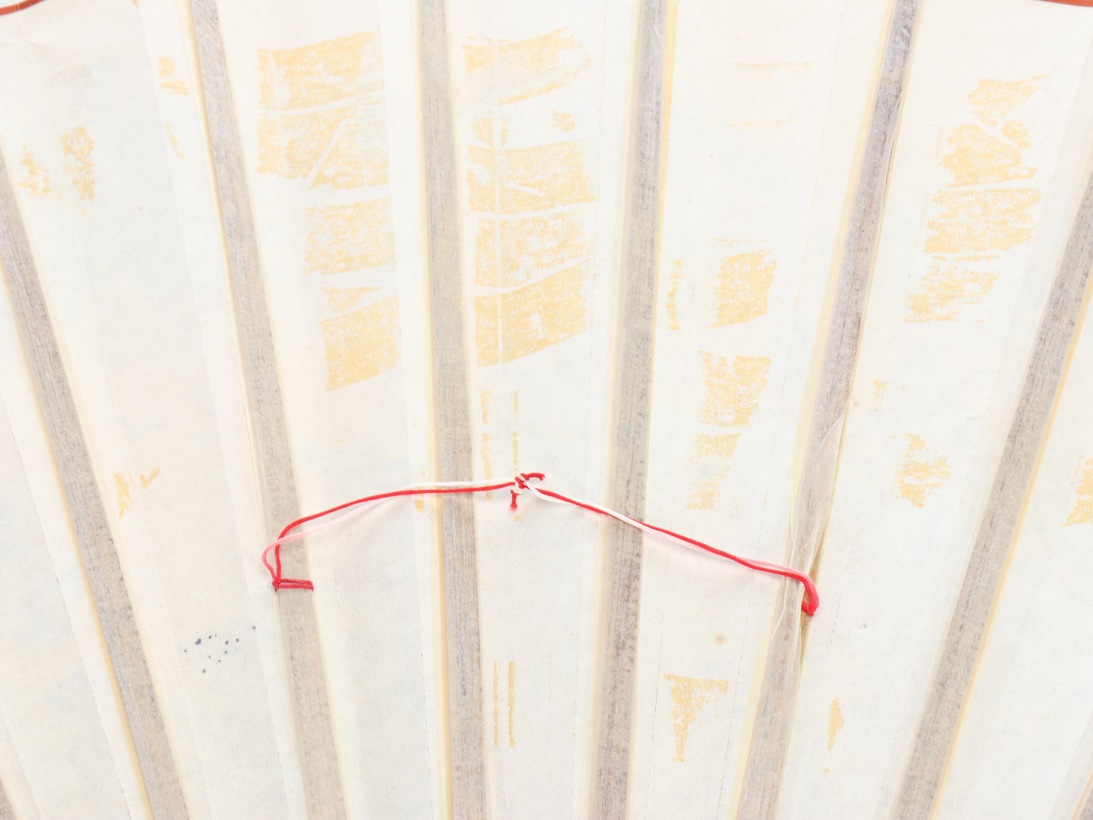 Japanese Wall Hanging Large Folding Fans with Crane and Landscape Motifs