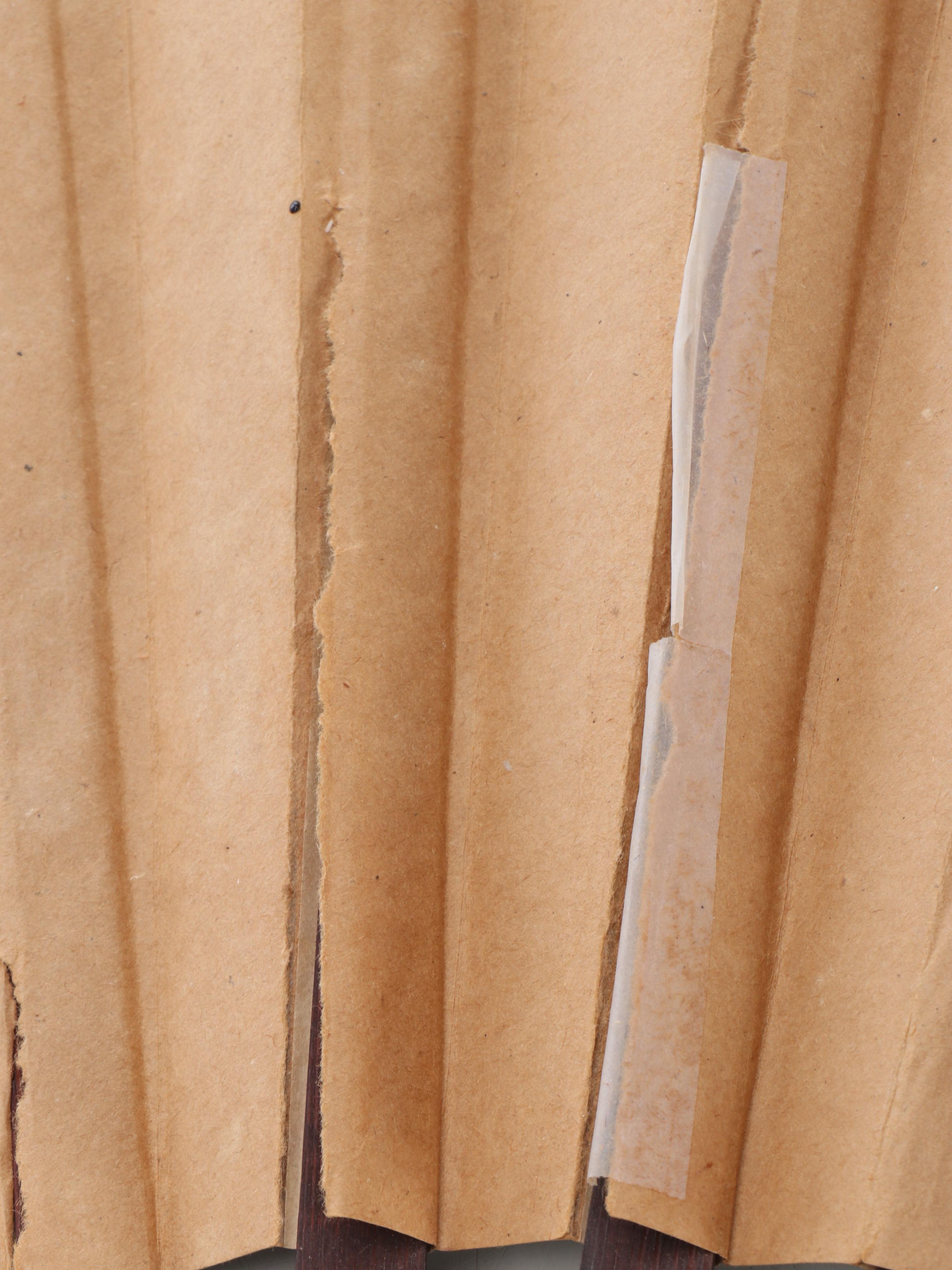 Japanese Wall Hanging Large Folding Fans with Crane and Landscape Motifs