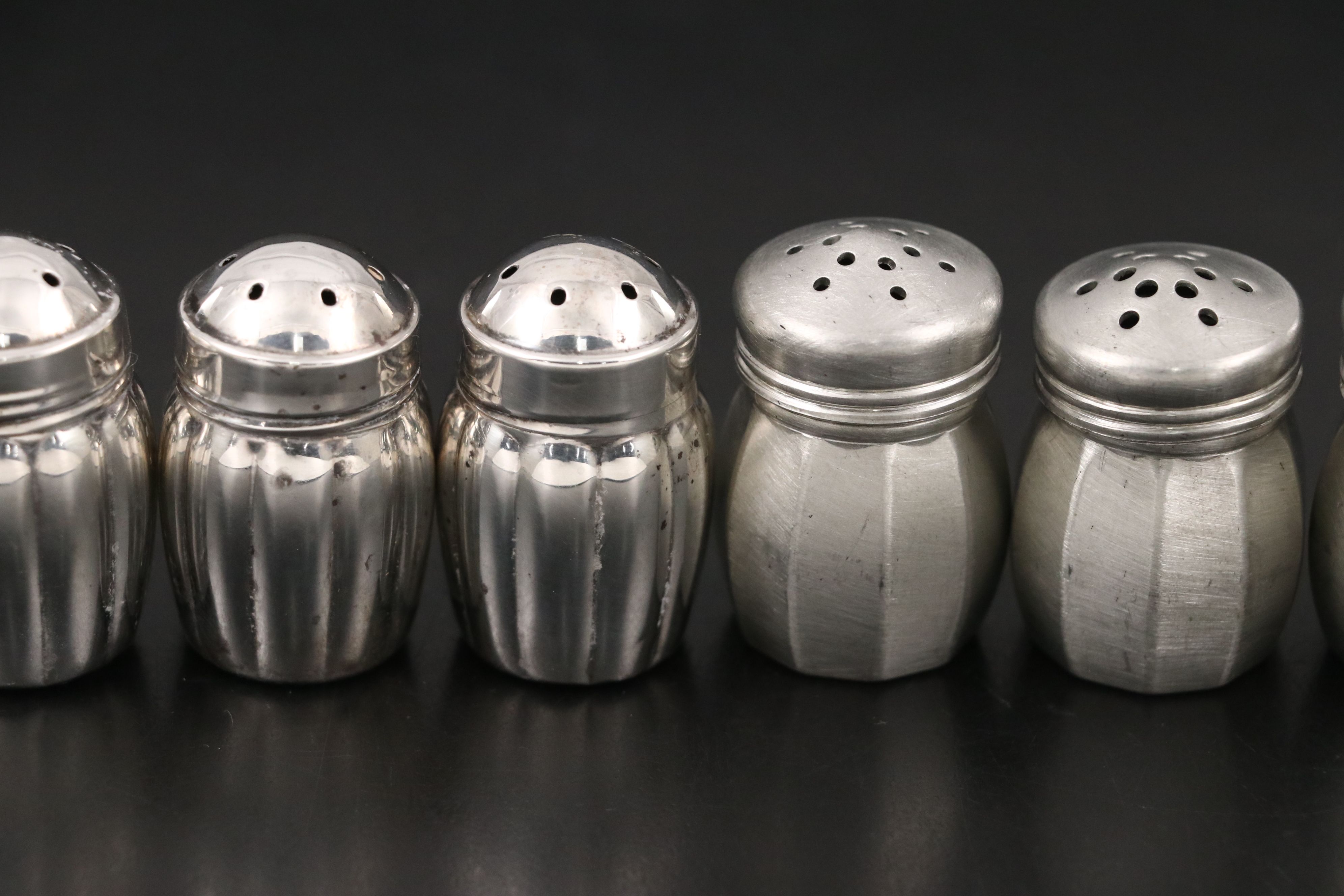 Norwegian 830 Silver Horn Shakers with Sterling and Pewter Shakers