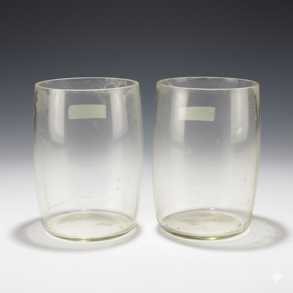Pair of Clear Glass Wet Cell Battery Jars, Embossed "NX", Early 20th Century