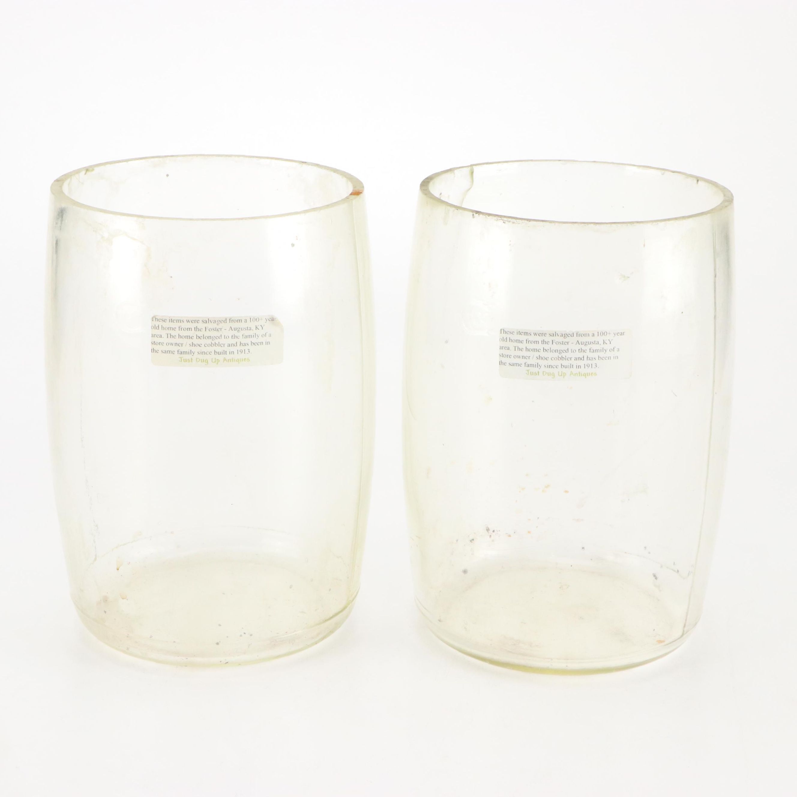 Pair of Clear Glass Wet Cell Battery Jars, Embossed "NX", Early 20th Century