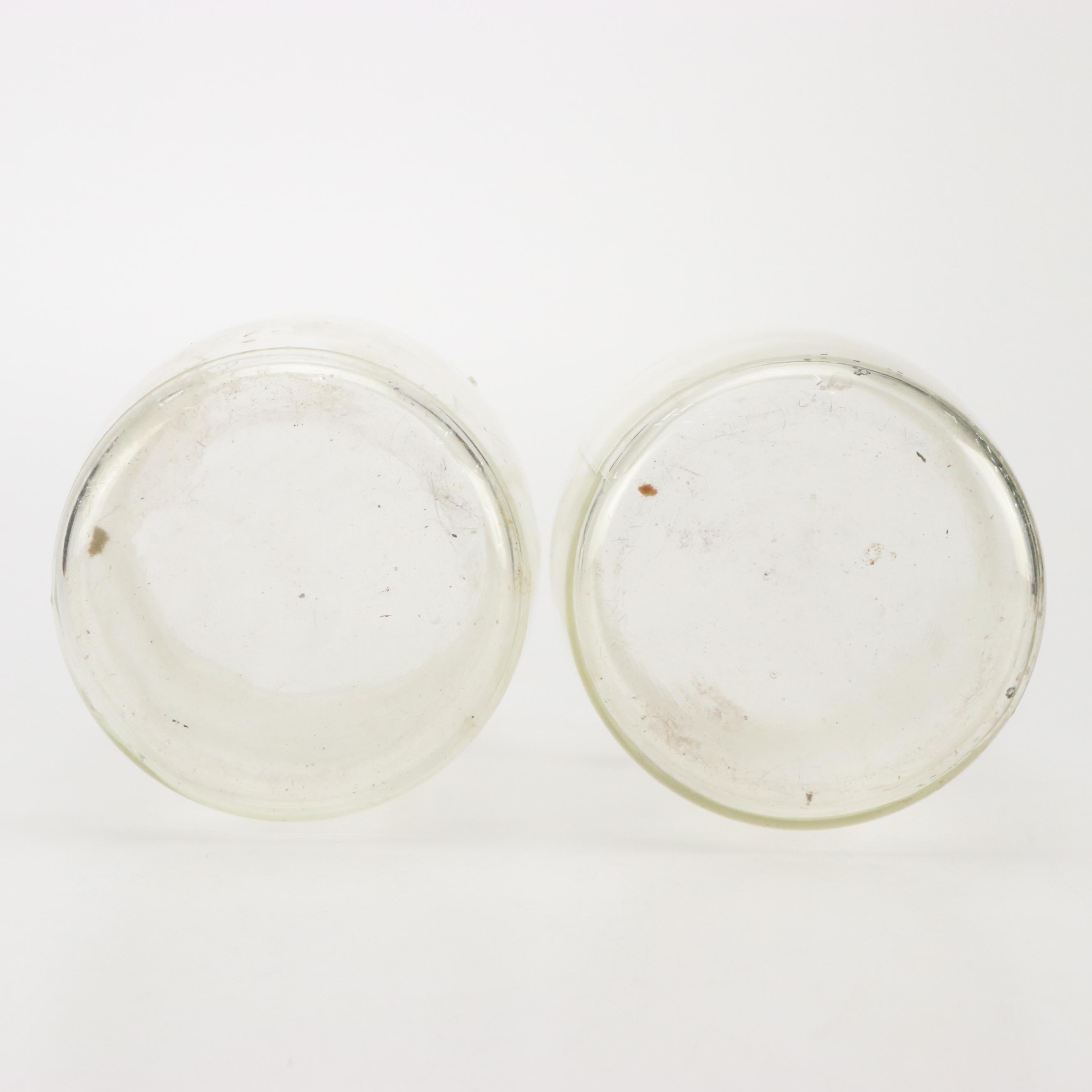 Pair of Clear Glass Wet Cell Battery Jars, Embossed "NX", Early 20th Century