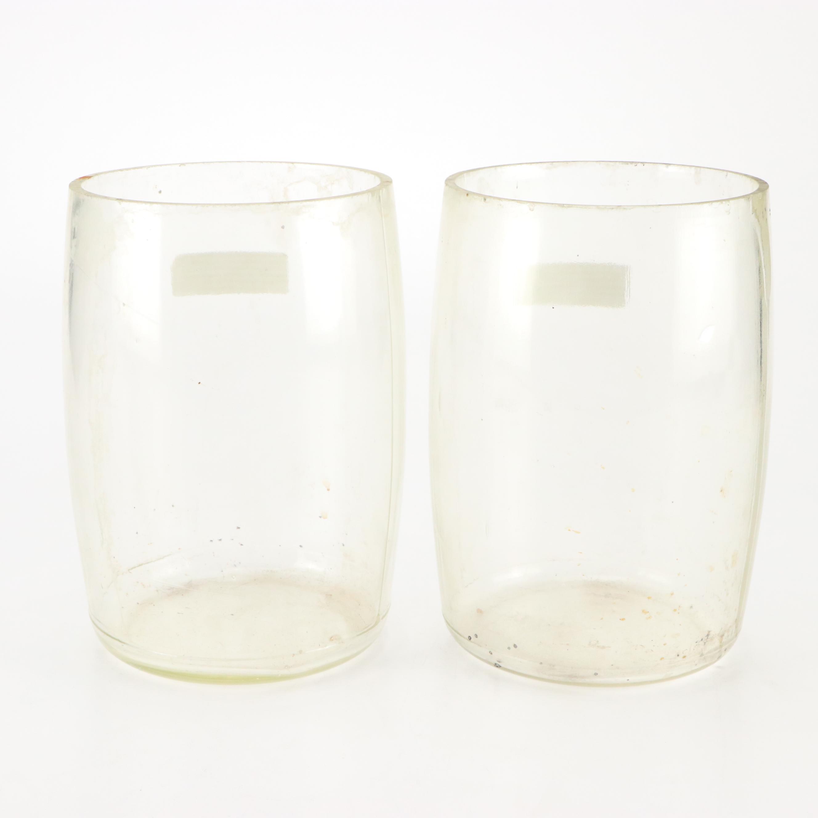 Pair of Clear Glass Wet Cell Battery Jars, Embossed "NX", Early 20th Century