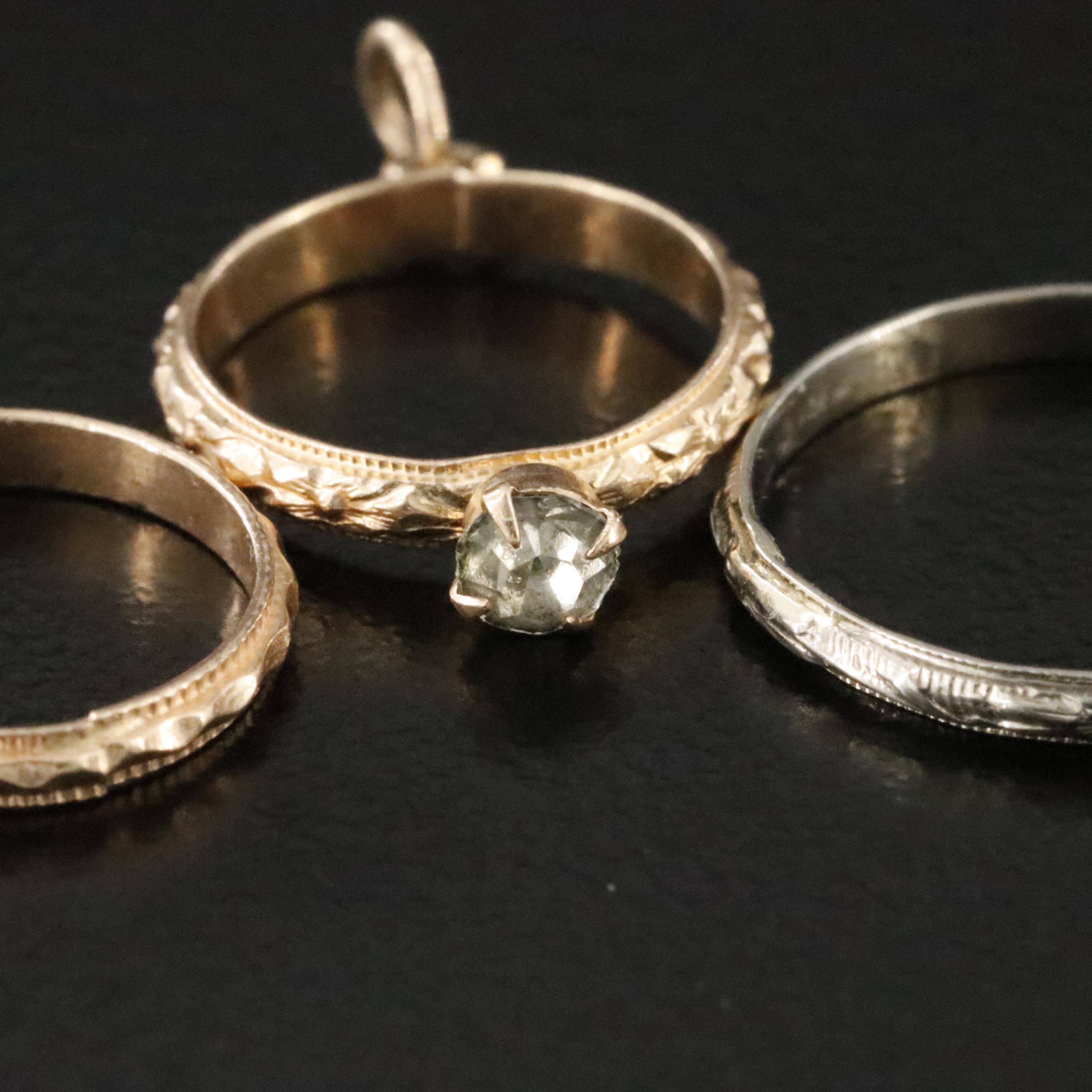 Victorian 10K Baby Rings and Charm Pendant