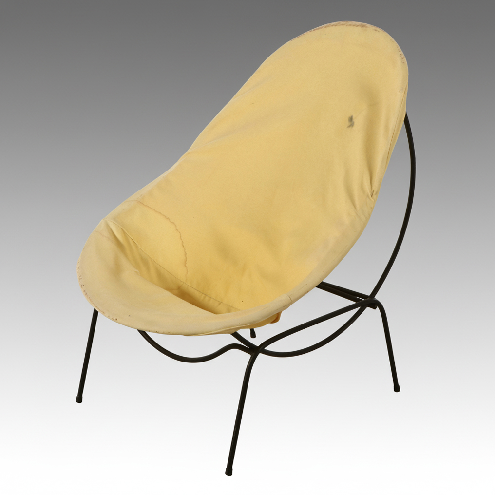 Mid Century Modern Iron Frame and Canvas Sling Chair