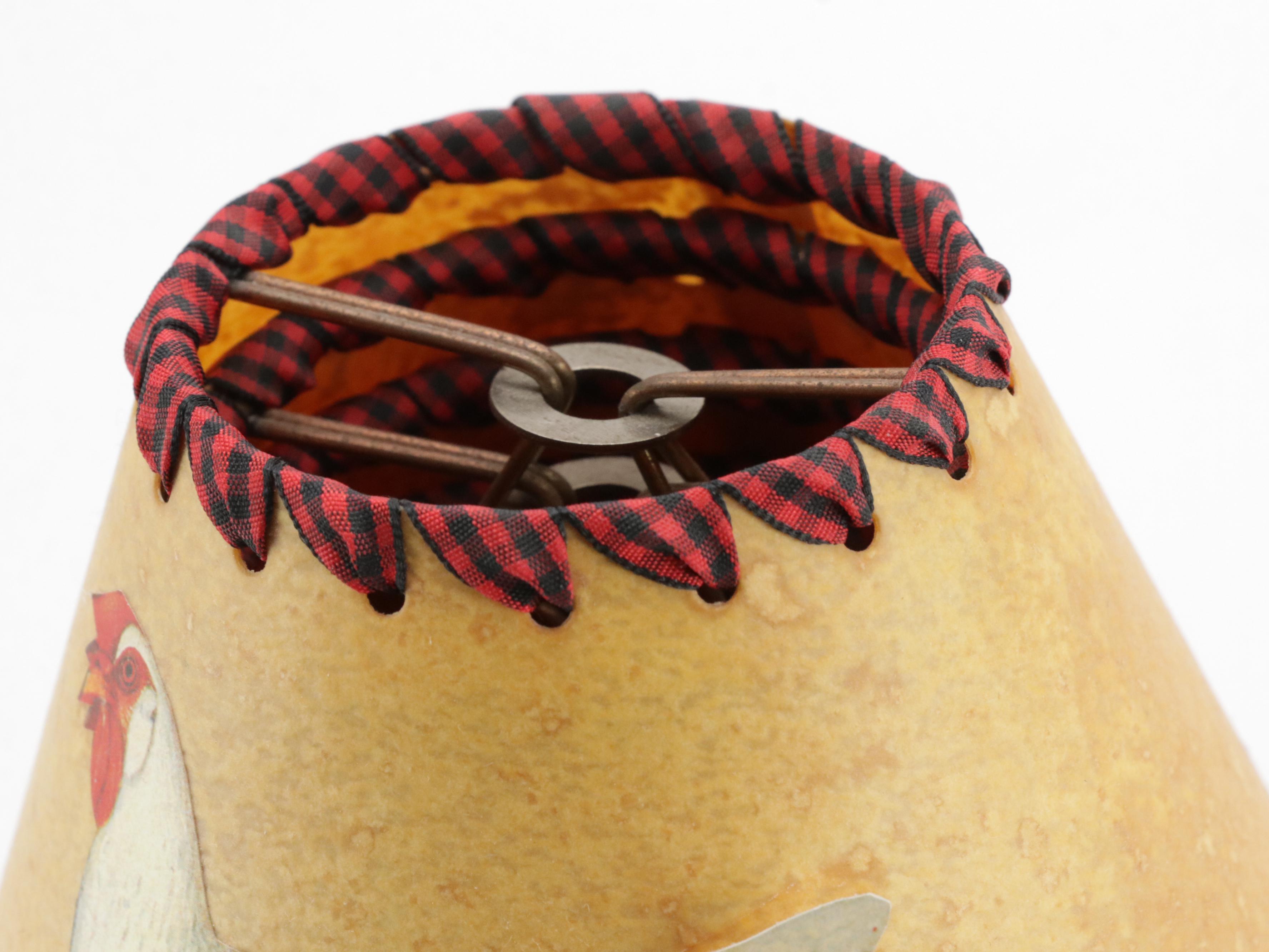 Hand-Painted Rooster on Parchment Clip-On Chandelier Shades