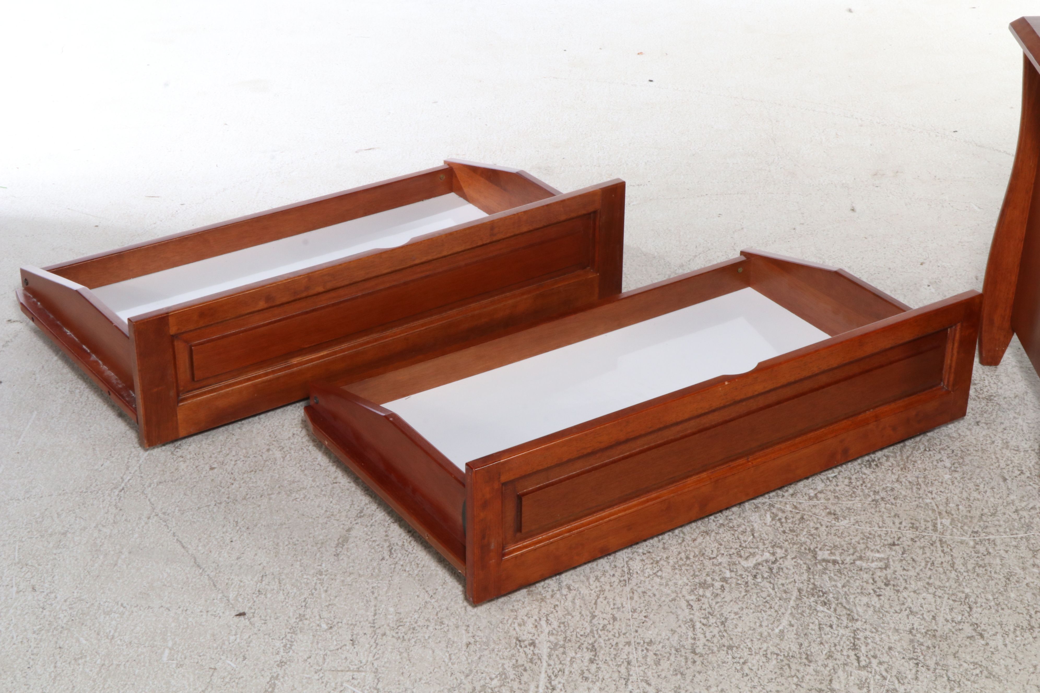 Pair of Crafts Style Cherry Twin Beds with Nightstand and Drawers